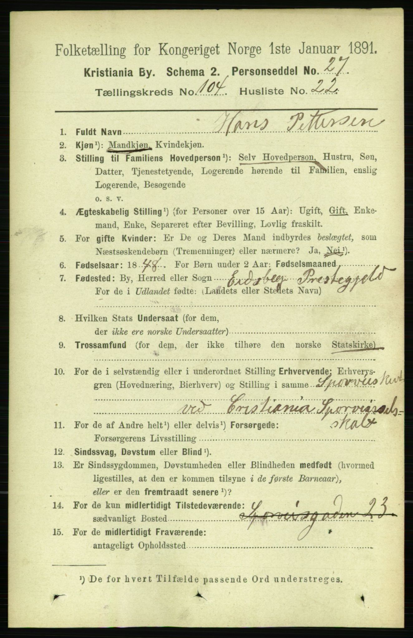 RA, 1891 census for 0301 Kristiania, 1891, p. 52629