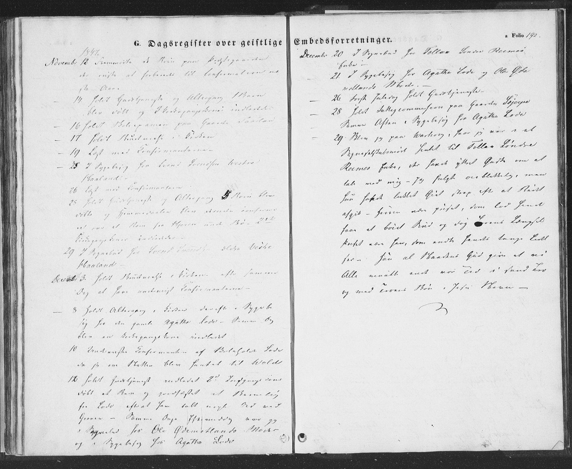 Hå sokneprestkontor, AV/SAST-A-101801/001/30BA/L0006: Parish register (official) no. A 5, 1842-1853, p. 192