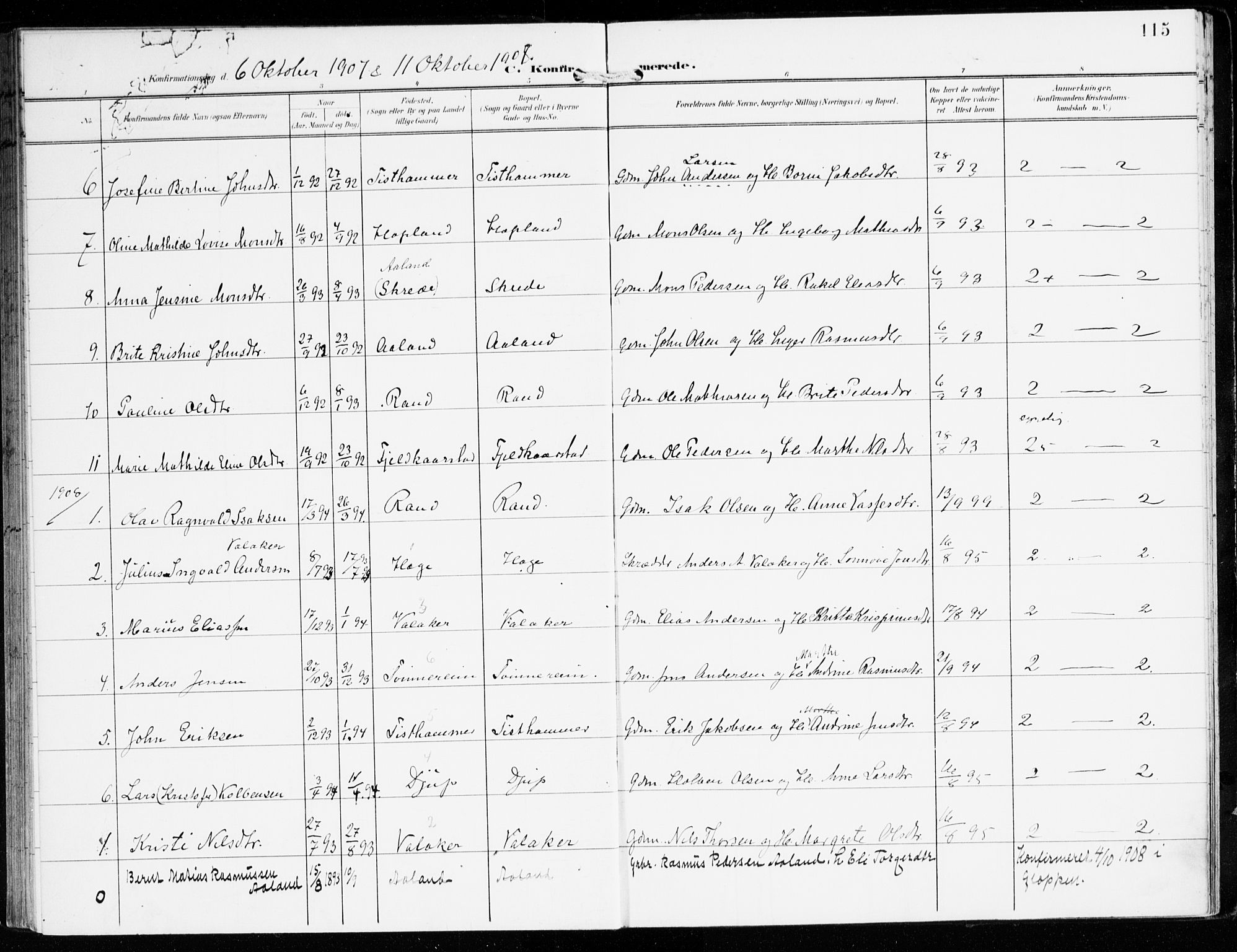 Innvik sokneprestembete, AV/SAB-A-80501: Parish register (official) no. D 2, 1900-1921, p. 115