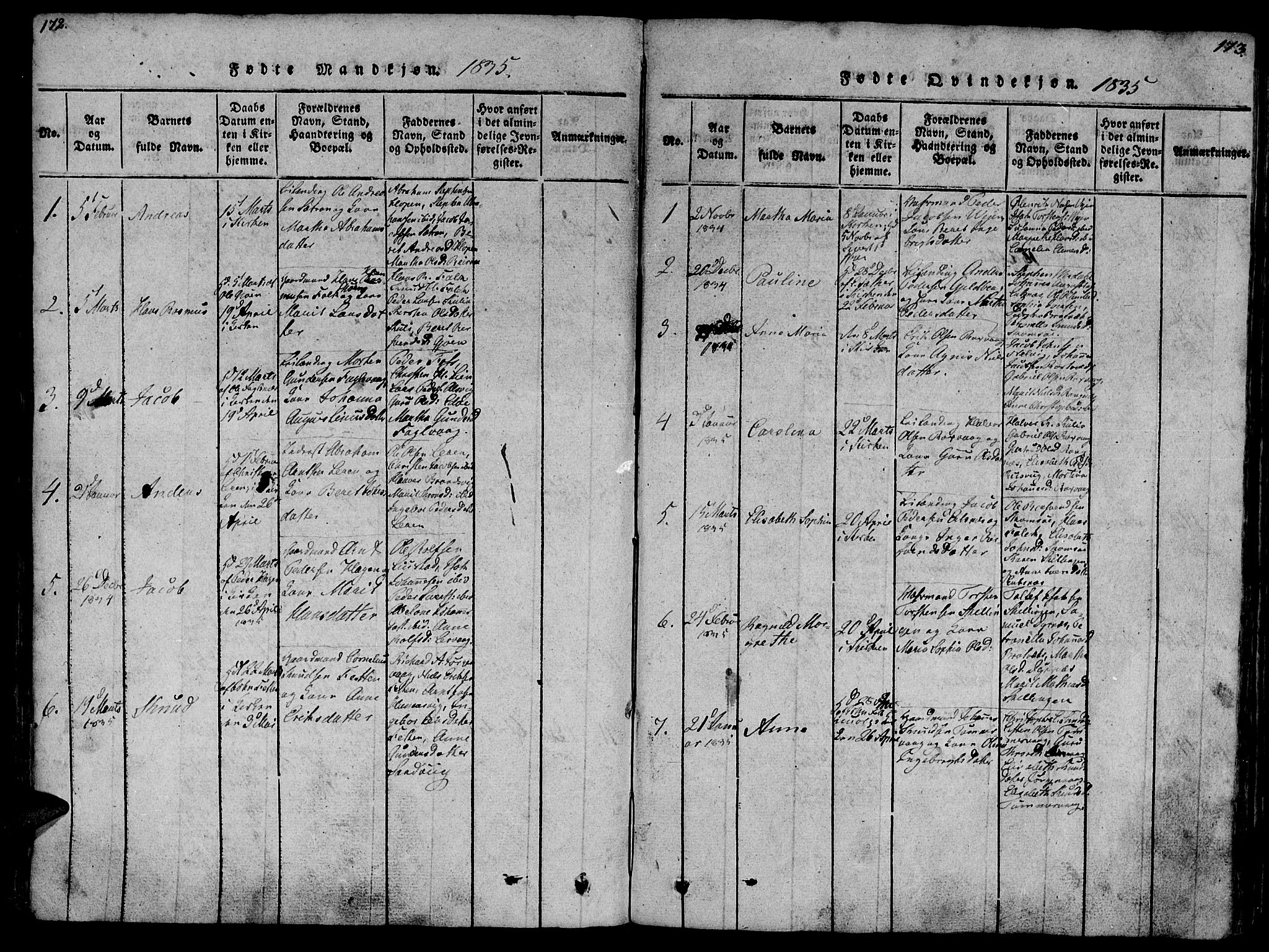 Ministerialprotokoller, klokkerbøker og fødselsregistre - Møre og Romsdal, SAT/A-1454/581/L0933: Parish register (official) no. 581A03 /1, 1819-1836, p. 172-173