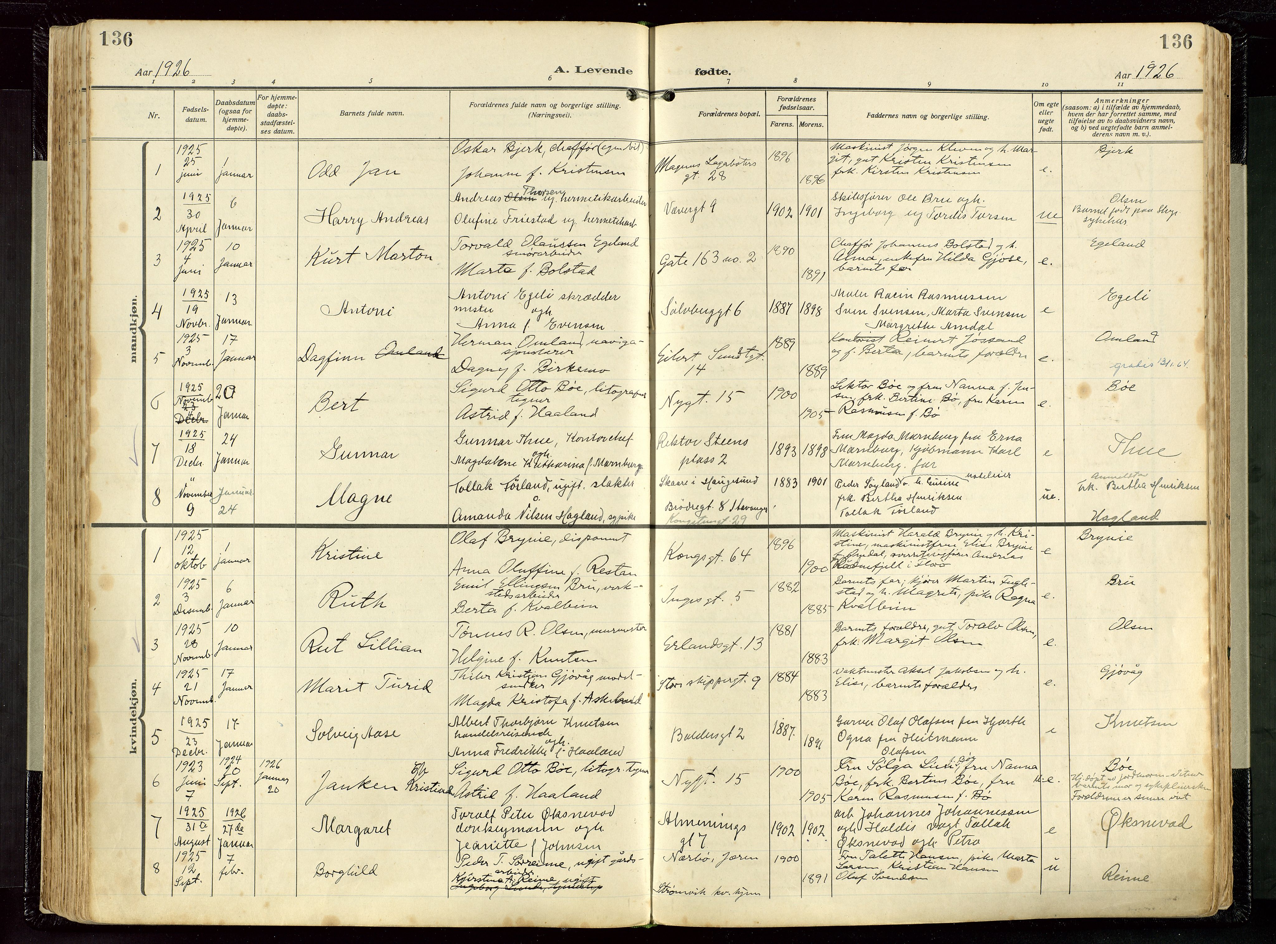 St. Petri sokneprestkontor, AV/SAST-A-101813/002/D/L0001: Parish register (official) no. A 26, 1918-1937, p. 136