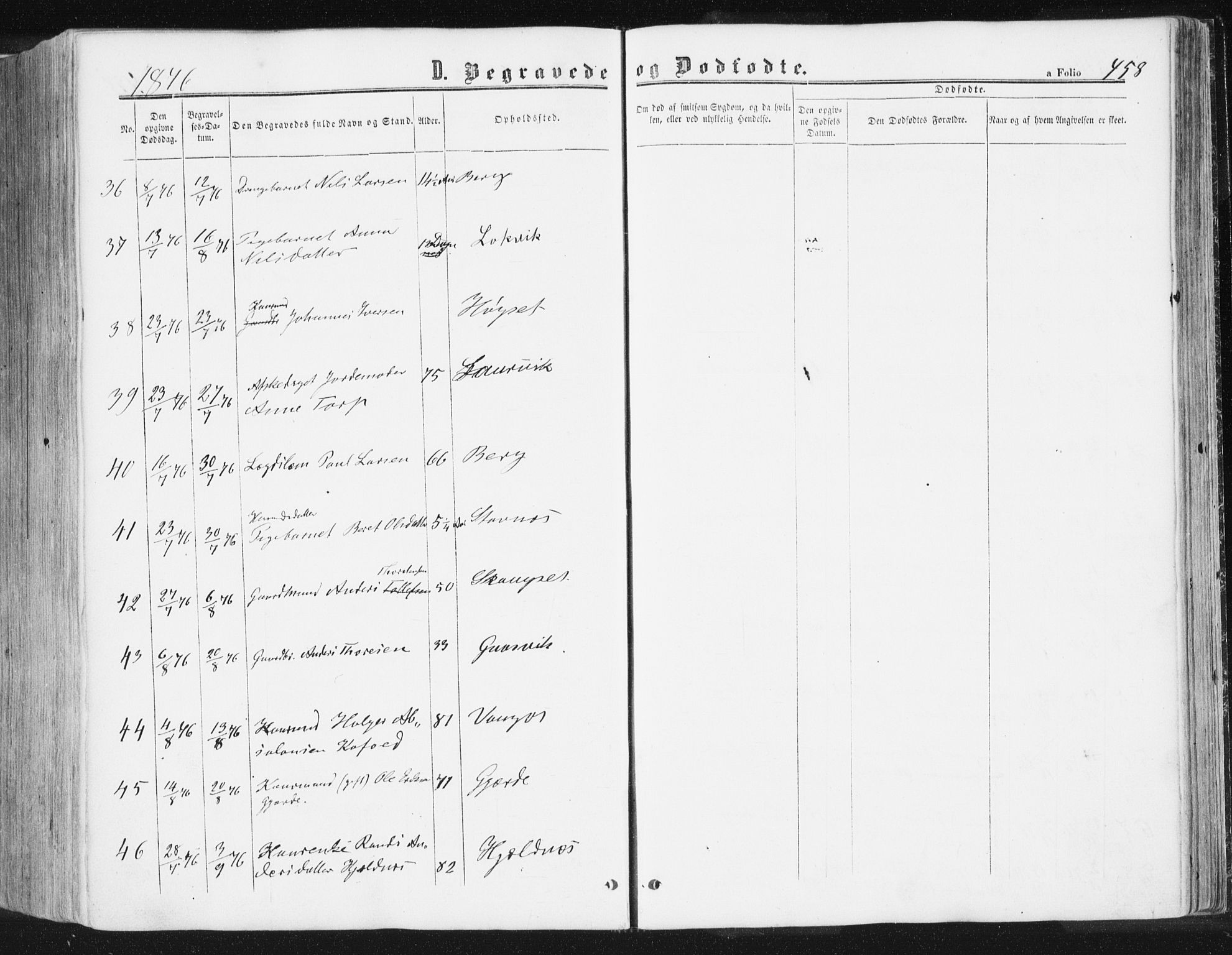 Ministerialprotokoller, klokkerbøker og fødselsregistre - Møre og Romsdal, AV/SAT-A-1454/578/L0905: Parish register (official) no. 578A04, 1859-1877, p. 458