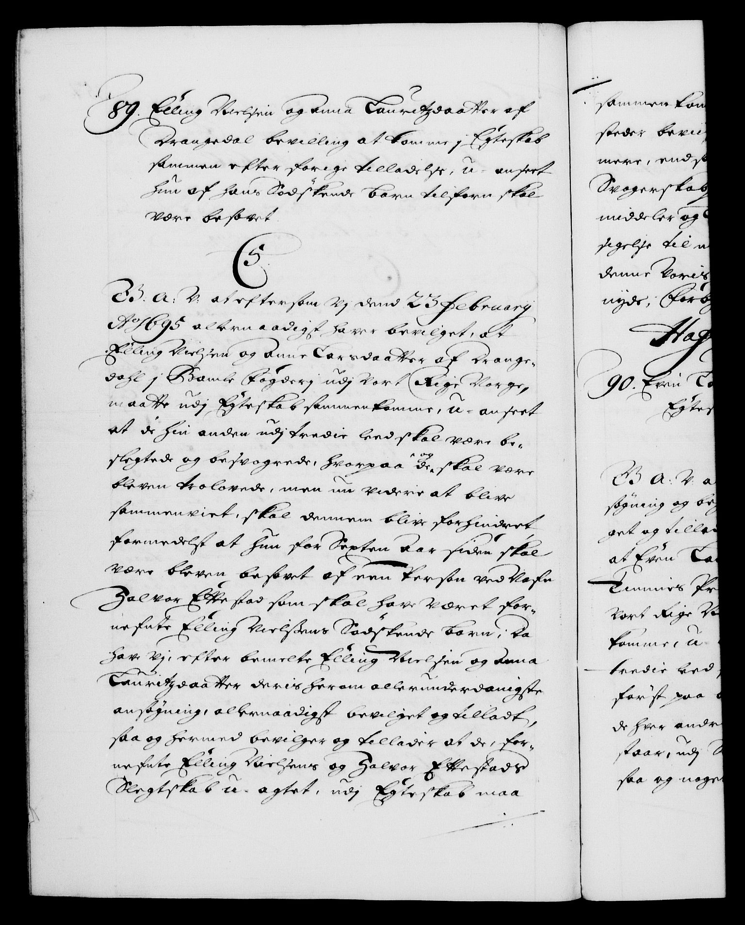 Danske Kanselli 1572-1799, AV/RA-EA-3023/F/Fc/Fca/Fcaa/L0016: Norske registre (mikrofilm), 1692-1697, p. 357b