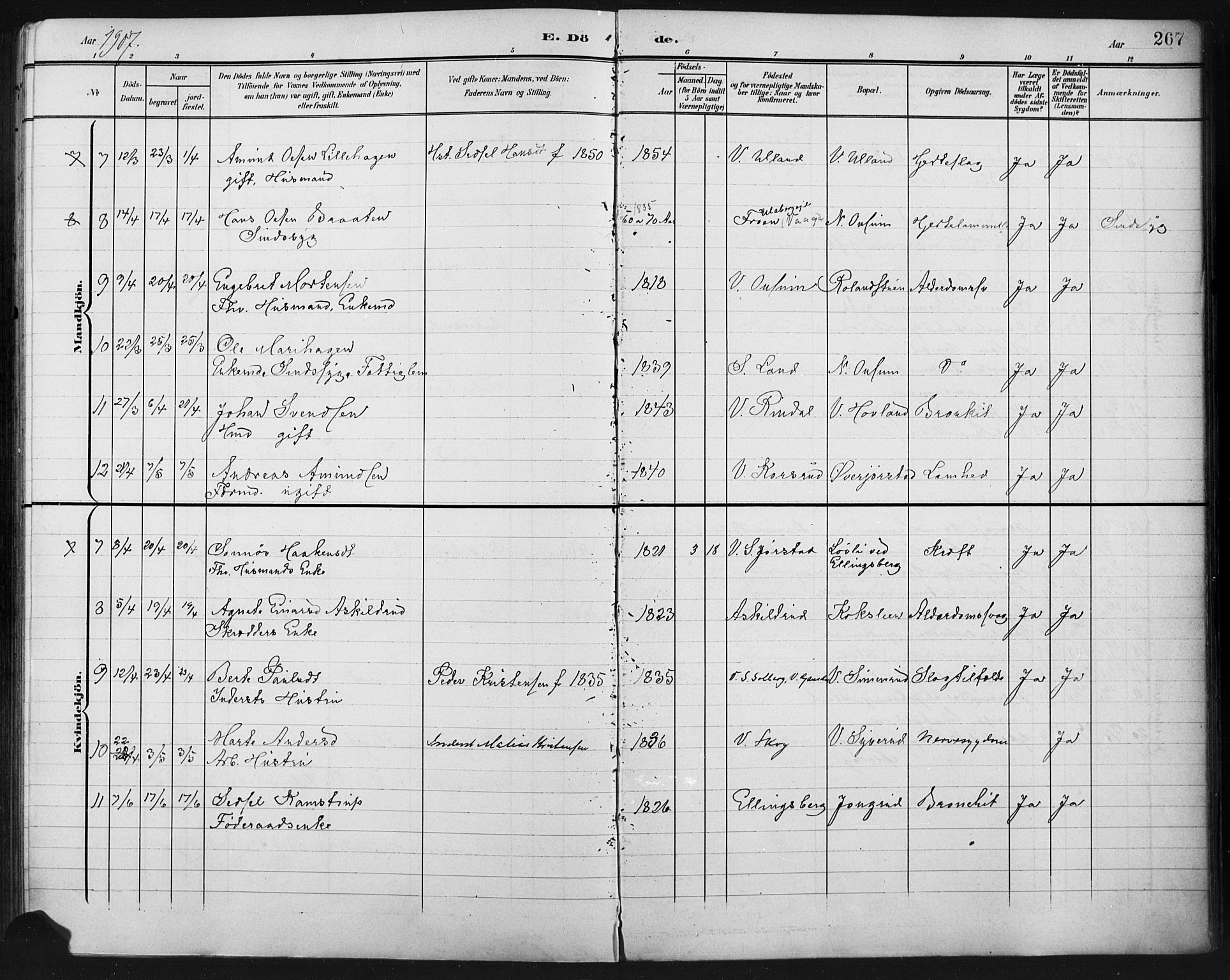 Fåberg prestekontor, AV/SAH-PREST-086/H/Ha/Hab/L0011: Parish register (copy) no. 11, 1901-1921, p. 267