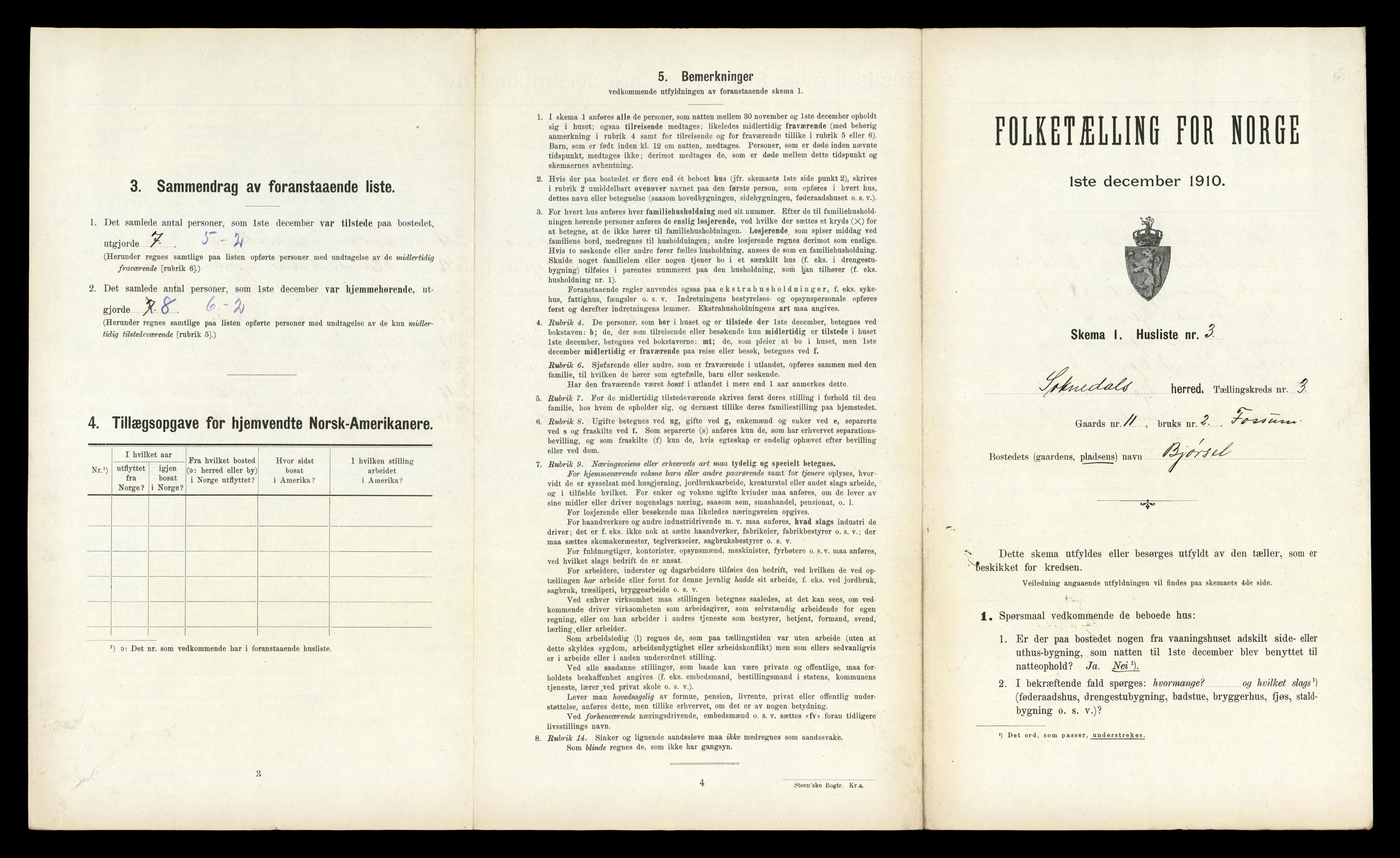 RA, 1910 census for Soknedal, 1910, p. 199