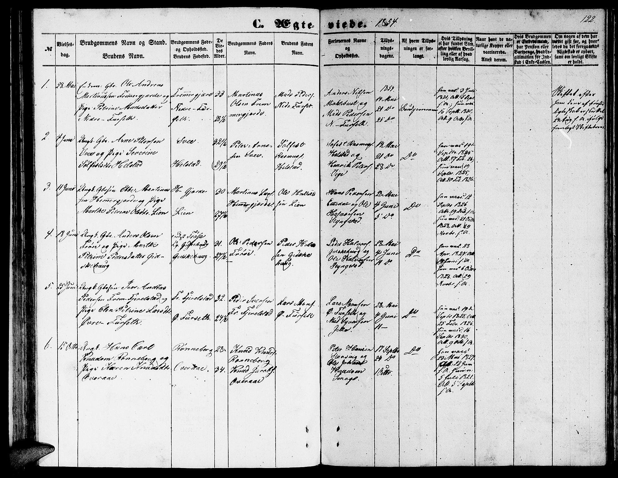 Ministerialprotokoller, klokkerbøker og fødselsregistre - Møre og Romsdal, SAT/A-1454/520/L0291: Parish register (copy) no. 520C03, 1854-1881, p. 122
