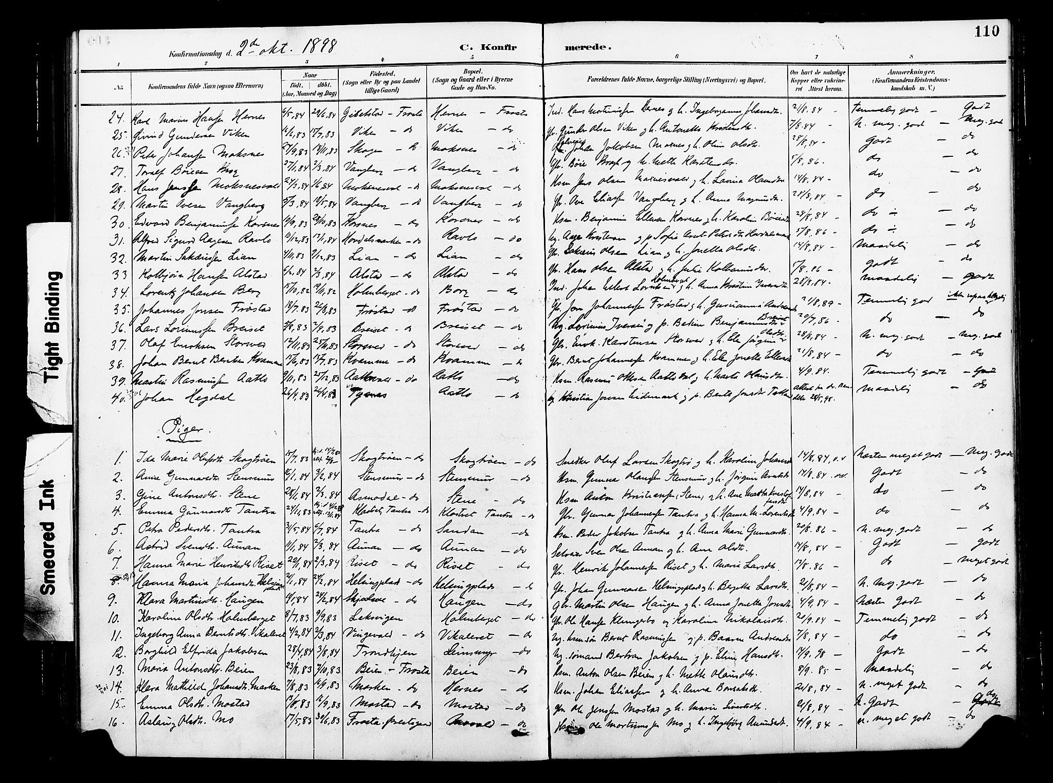 Ministerialprotokoller, klokkerbøker og fødselsregistre - Nord-Trøndelag, SAT/A-1458/713/L0121: Parish register (official) no. 713A10, 1888-1898, p. 110