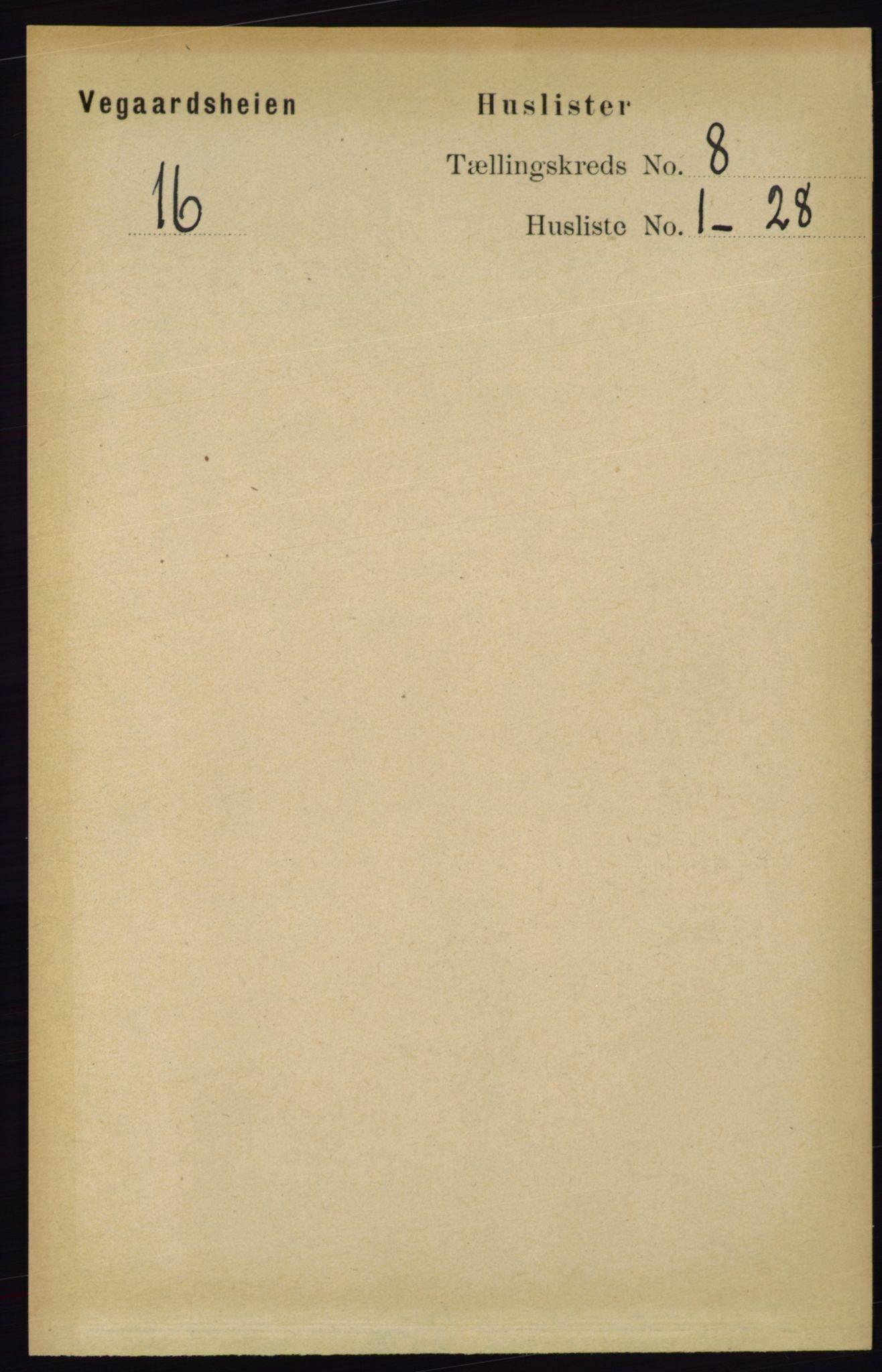 RA, 1891 census for 0912 Vegårshei, 1891, p. 1489
