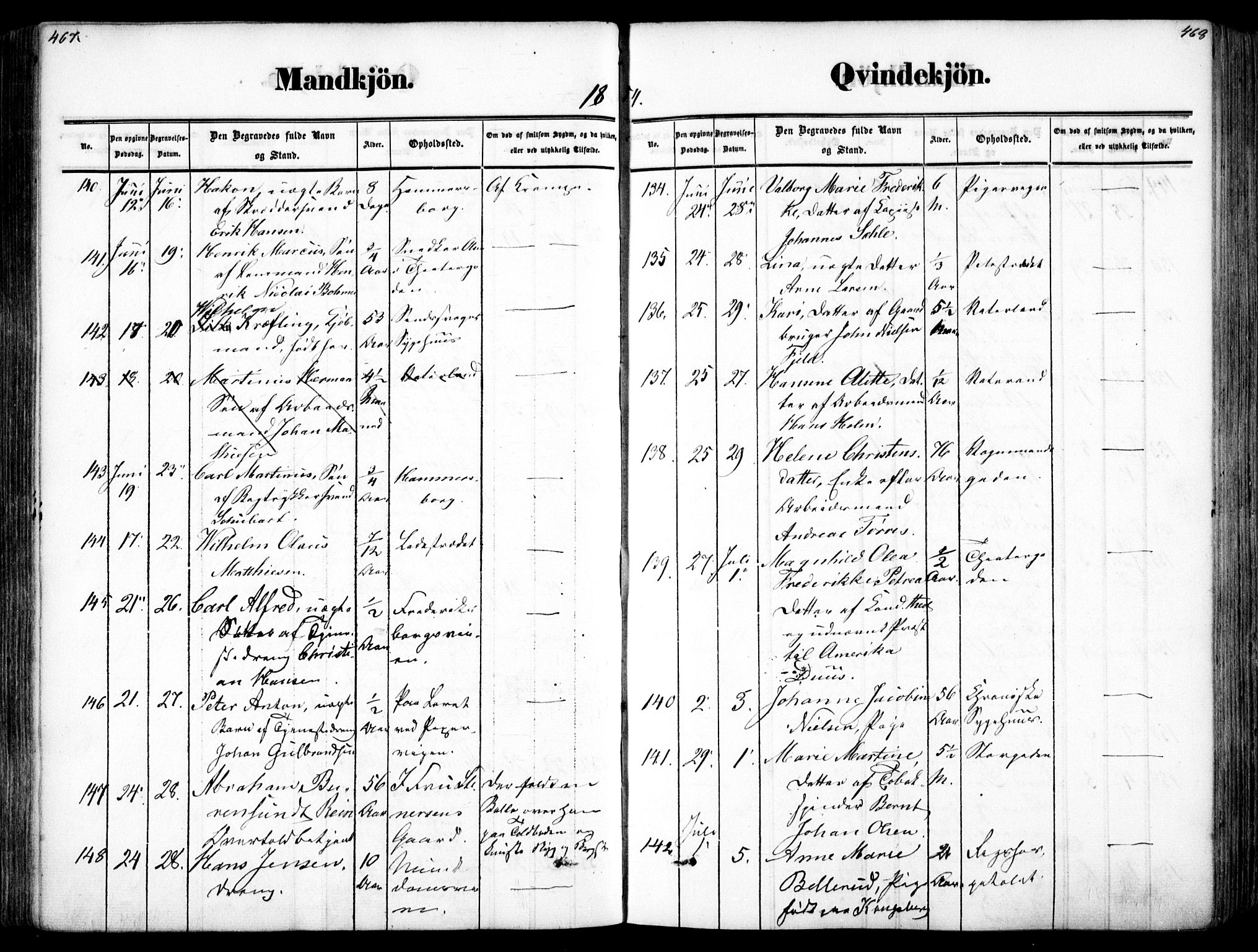 Oslo domkirke Kirkebøker, SAO/A-10752/F/Fa/L0025: Parish register (official) no. 25, 1847-1867, p. 467-468
