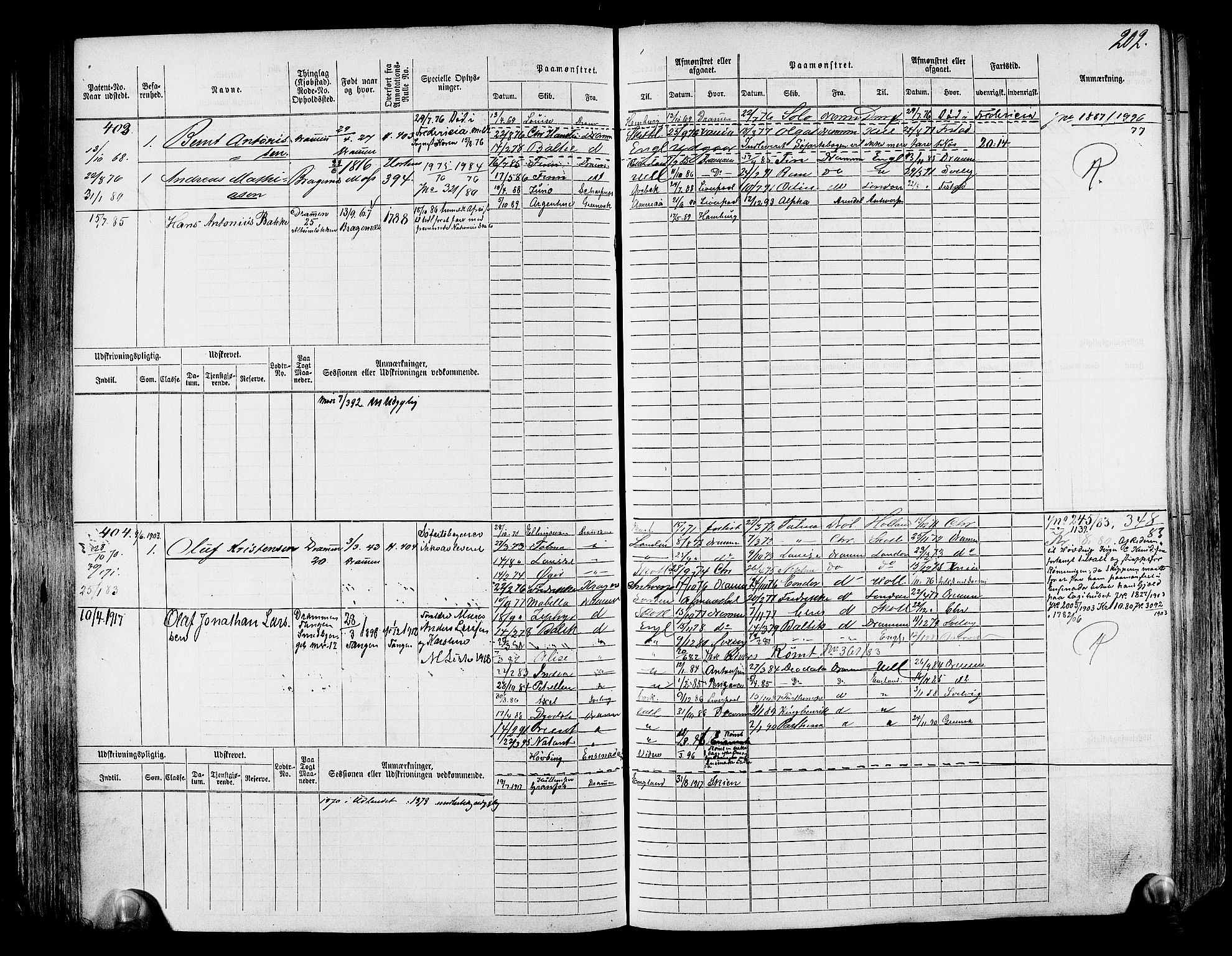 Drammen innrulleringsdistrikt, SAKO/A-781/F/Fc/L0001: Hovedrulle, 1868, p. 206