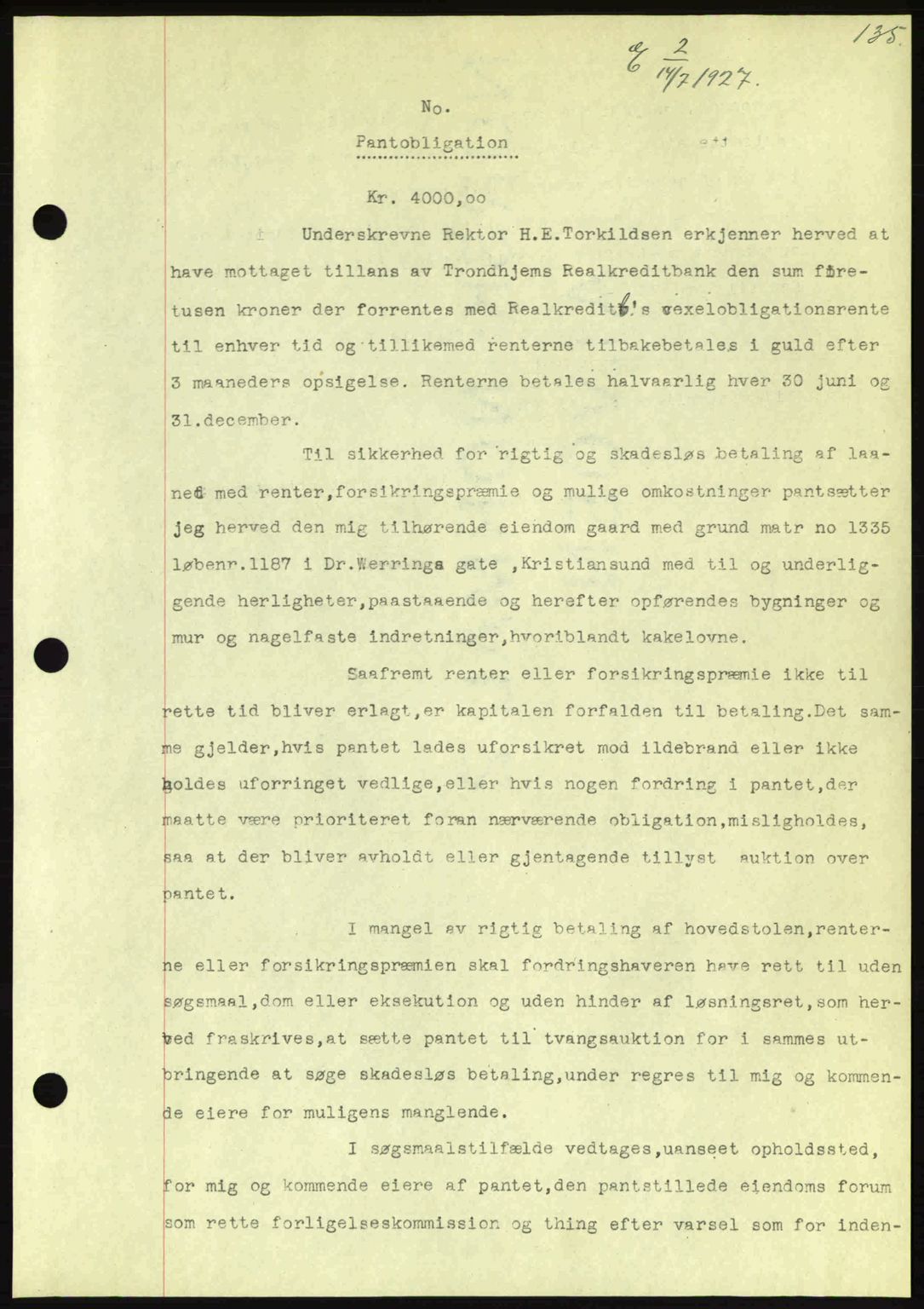 Kristiansund byfogd, AV/SAT-A-4587/A/27: Mortgage book no. 21, 1926-1928, Deed date: 14.02.1927