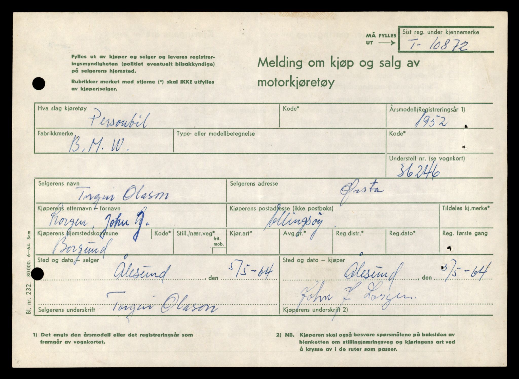 Møre og Romsdal vegkontor - Ålesund trafikkstasjon, AV/SAT-A-4099/F/Fe/L0024: Registreringskort for kjøretøy T 10810 - T 10930, 1927-1998, p. 1646