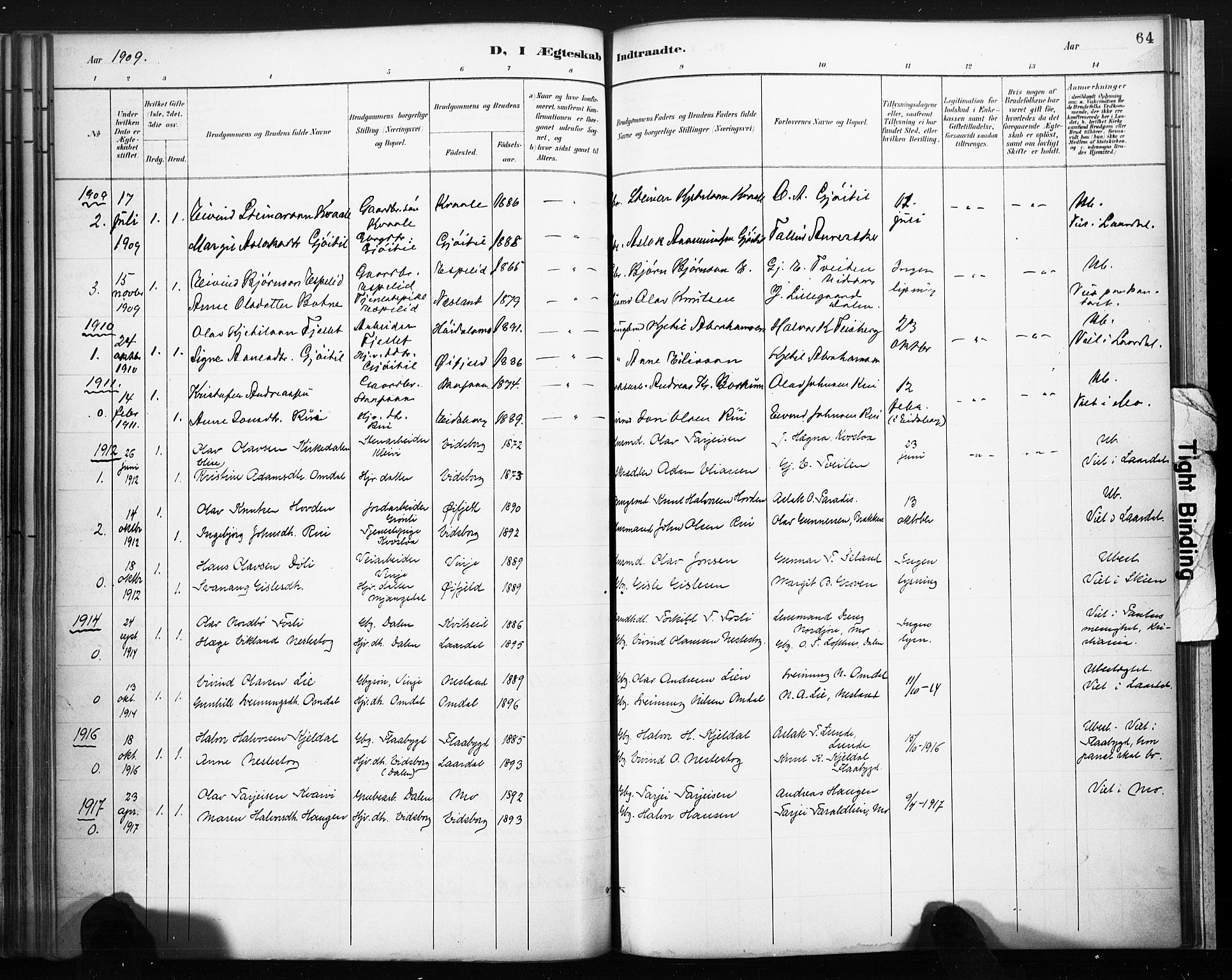 Lårdal kirkebøker, AV/SAKO-A-284/F/Fb/L0002: Parish register (official) no. II 2, 1887-1918, p. 64