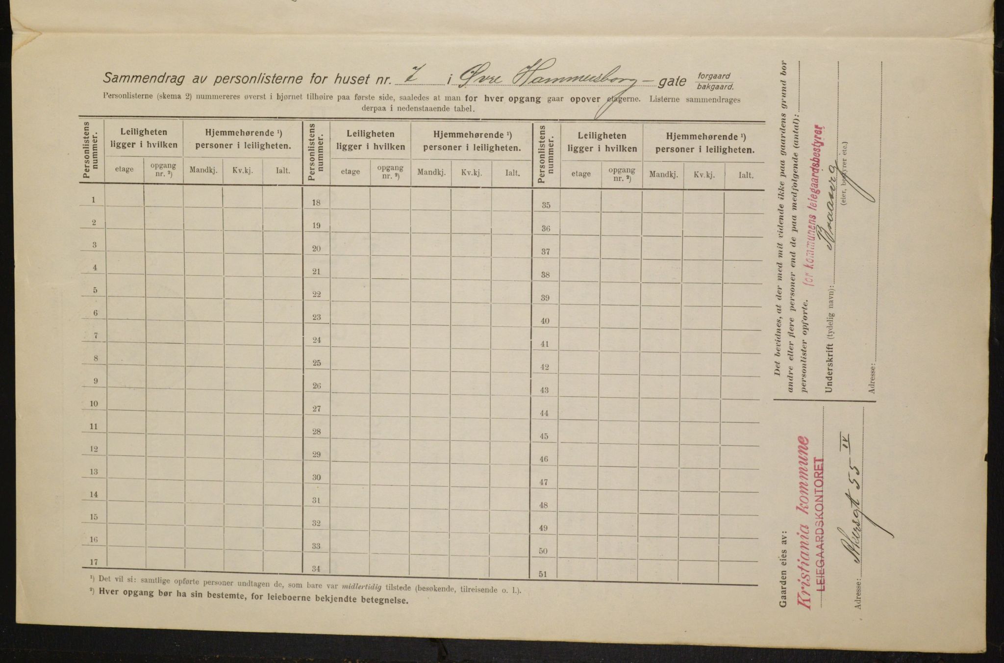 OBA, Municipal Census 1916 for Kristiania, 1916, p. 133599