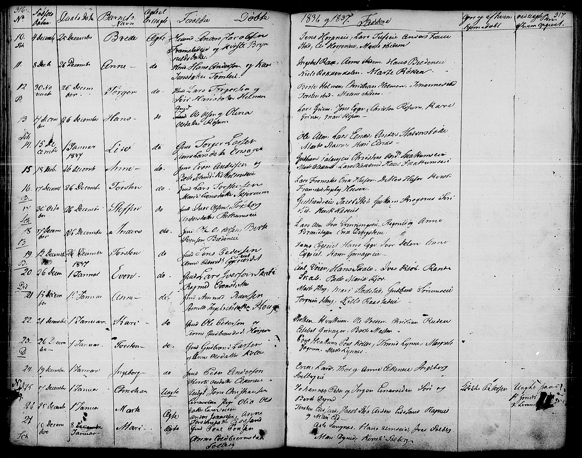 Gran prestekontor, AV/SAH-PREST-112/H/Ha/Haa/L0010: Parish register (official) no. 10, 1824-1842, p. 316-317