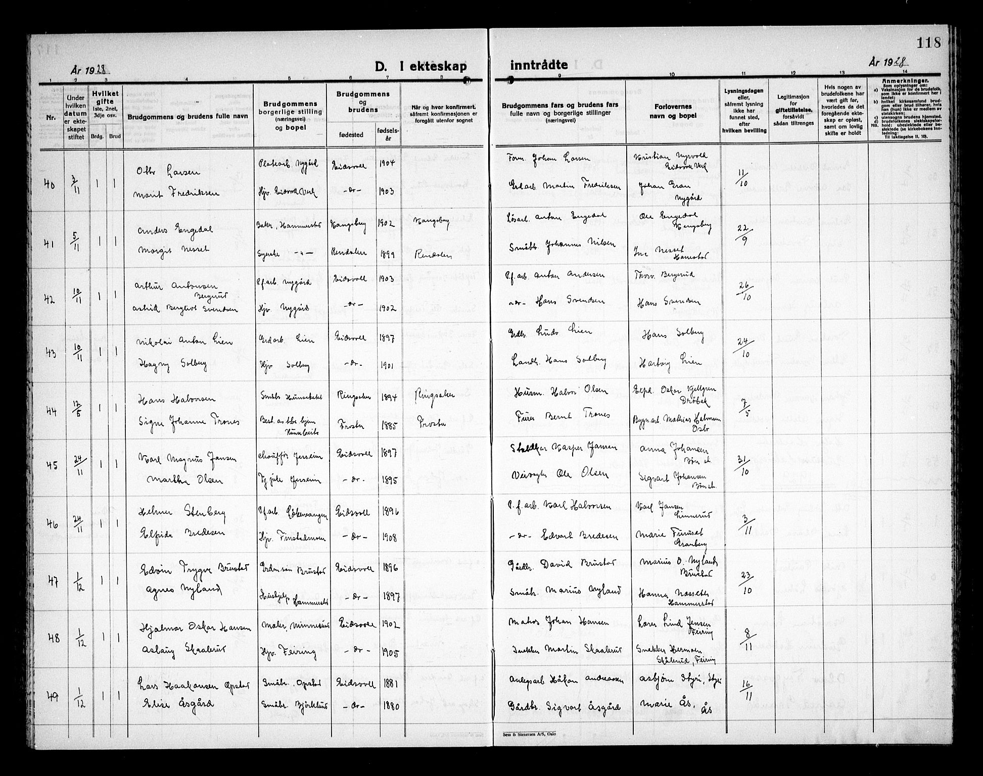 Eidsvoll prestekontor Kirkebøker, AV/SAO-A-10888/G/Ga/L0011: Parish register (copy) no. I 11, 1926-1936, p. 118