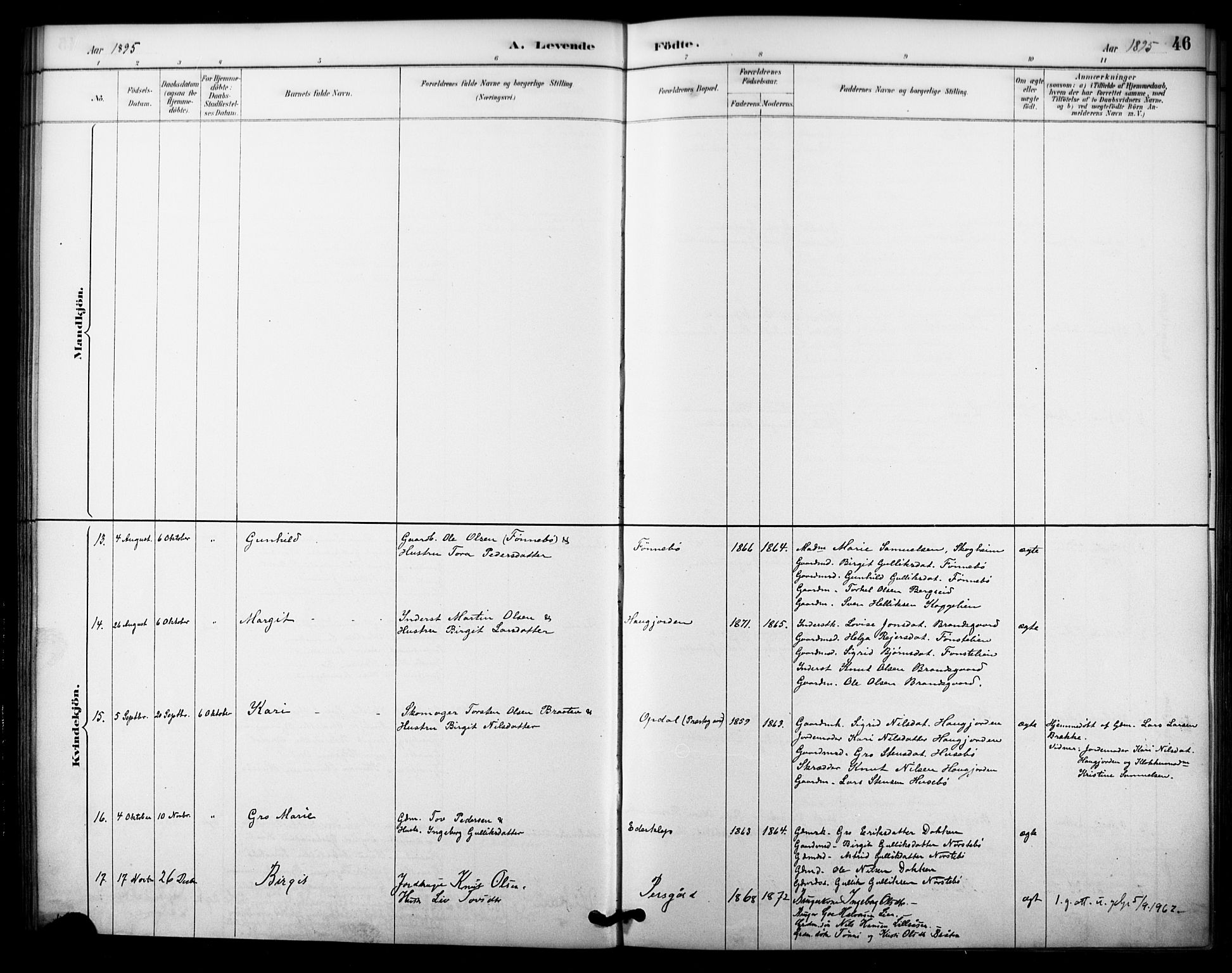 Nore kirkebøker, SAKO/A-238/F/Fc/L0004: Parish register (official) no. III 4, 1885-1898, p. 46