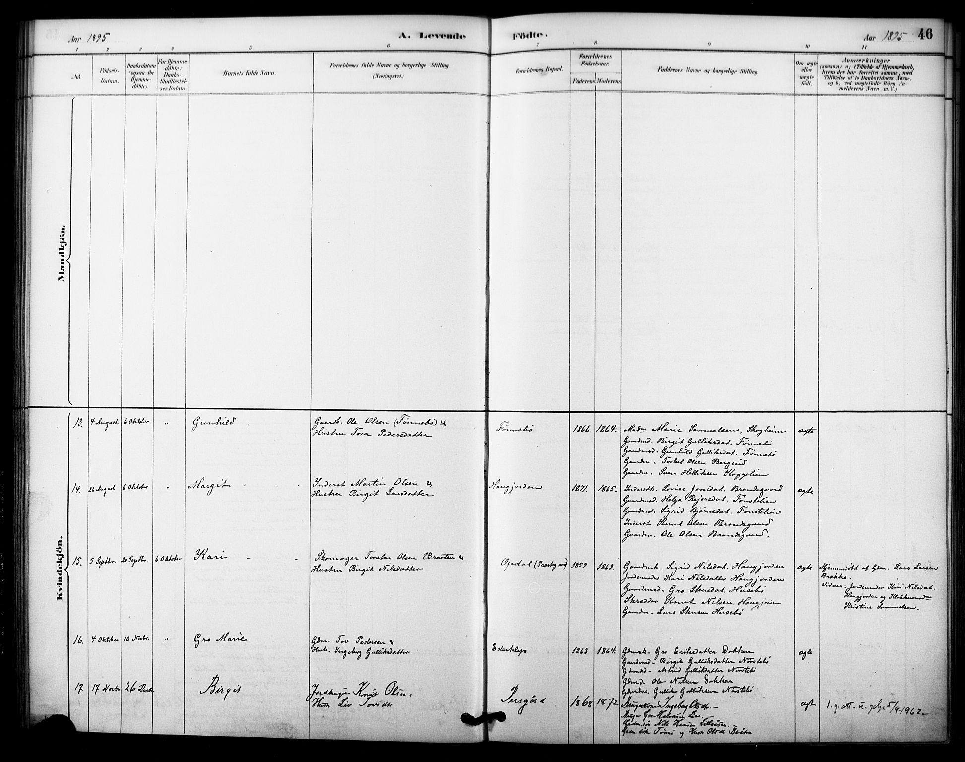 Nore kirkebøker, AV/SAKO-A-238/F/Fc/L0004: Parish register (official) no. III 4, 1885-1898, p. 46