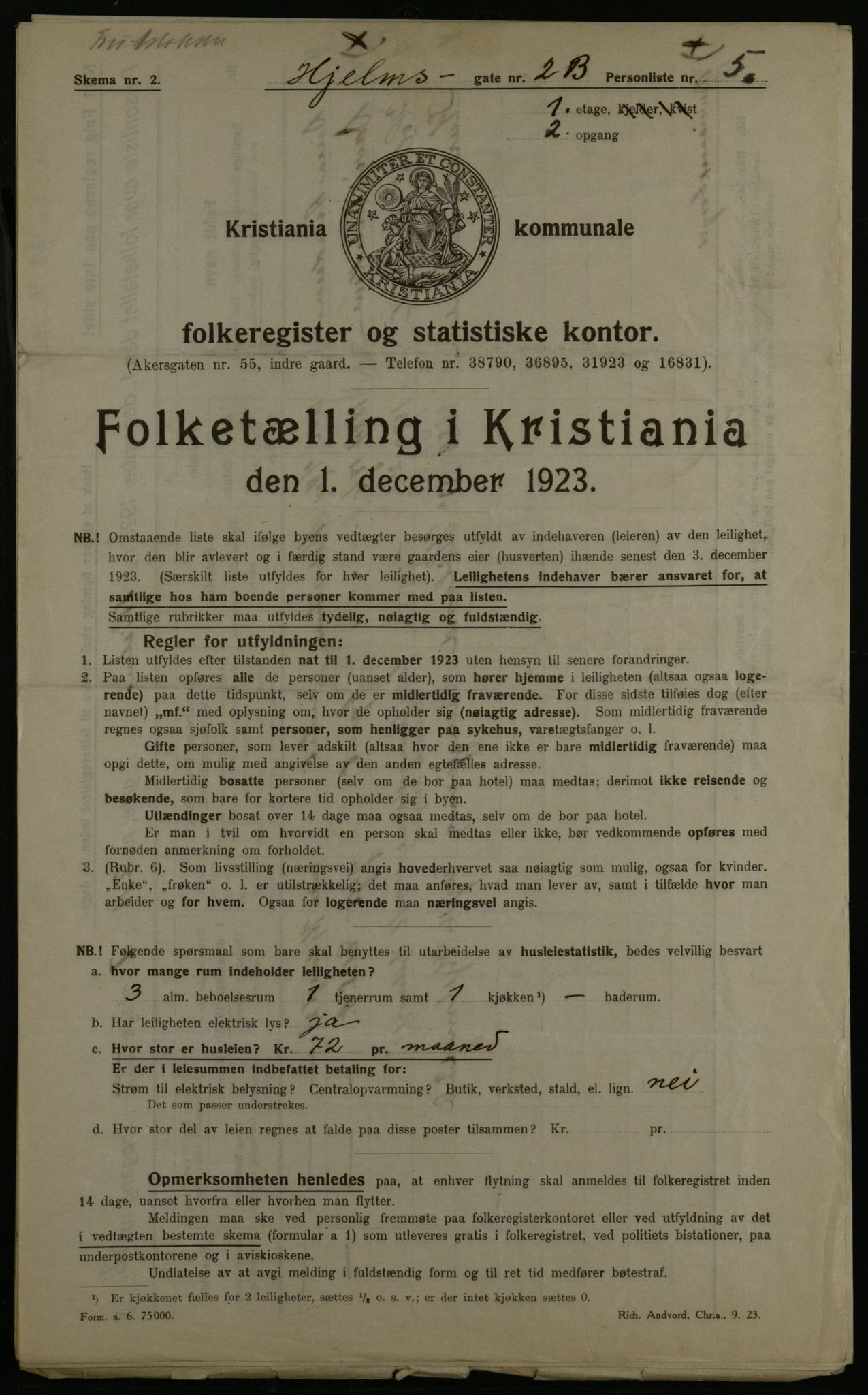 OBA, Municipal Census 1923 for Kristiania, 1923, p. 44992