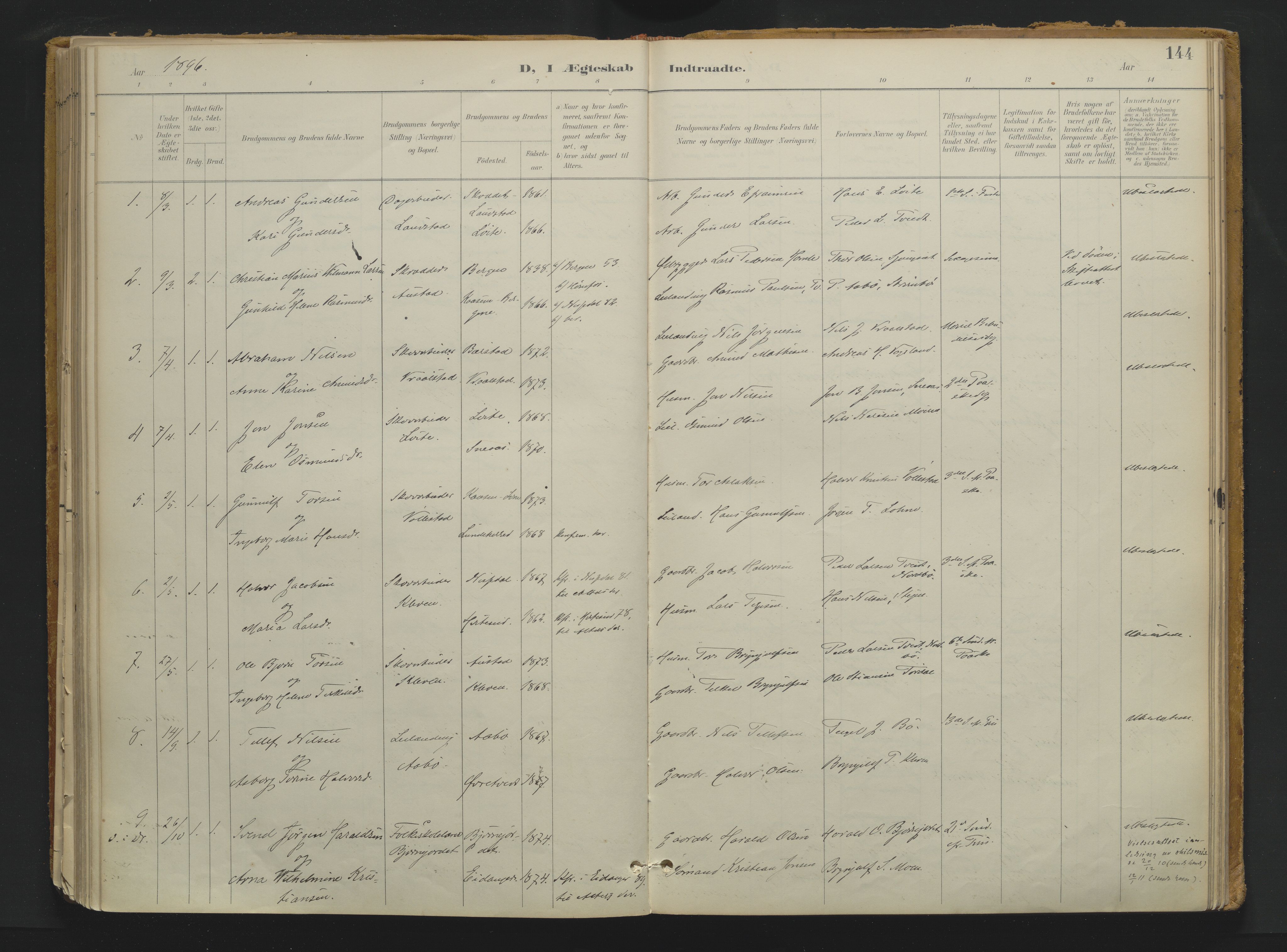 Drangedal kirkebøker, SAKO/A-258/F/Fa/L0013: Parish register (official) no. 13, 1895-1919, p. 144