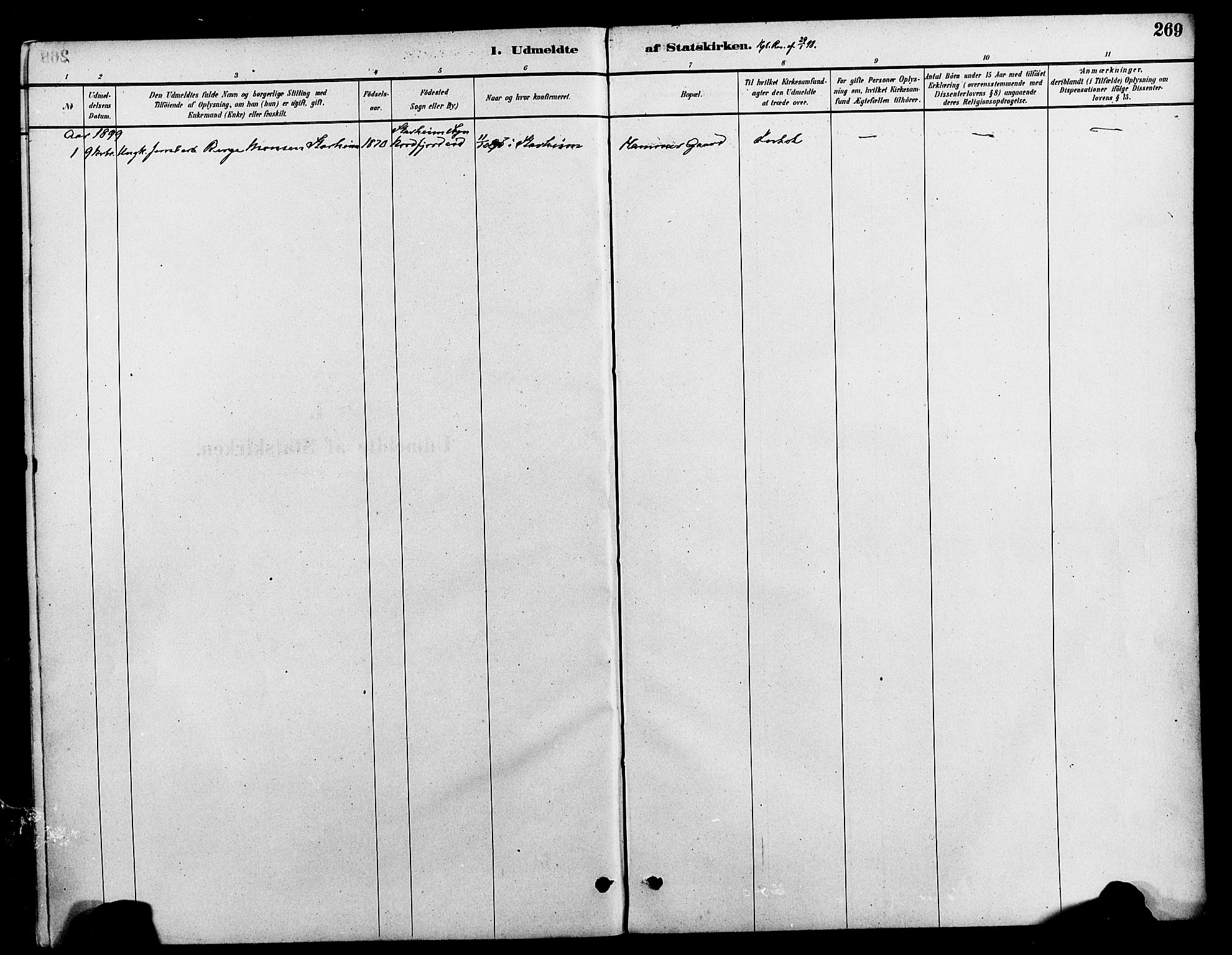 Ministerialprotokoller, klokkerbøker og fødselsregistre - Nord-Trøndelag, SAT/A-1458/712/L0100: Parish register (official) no. 712A01, 1880-1900, p. 269