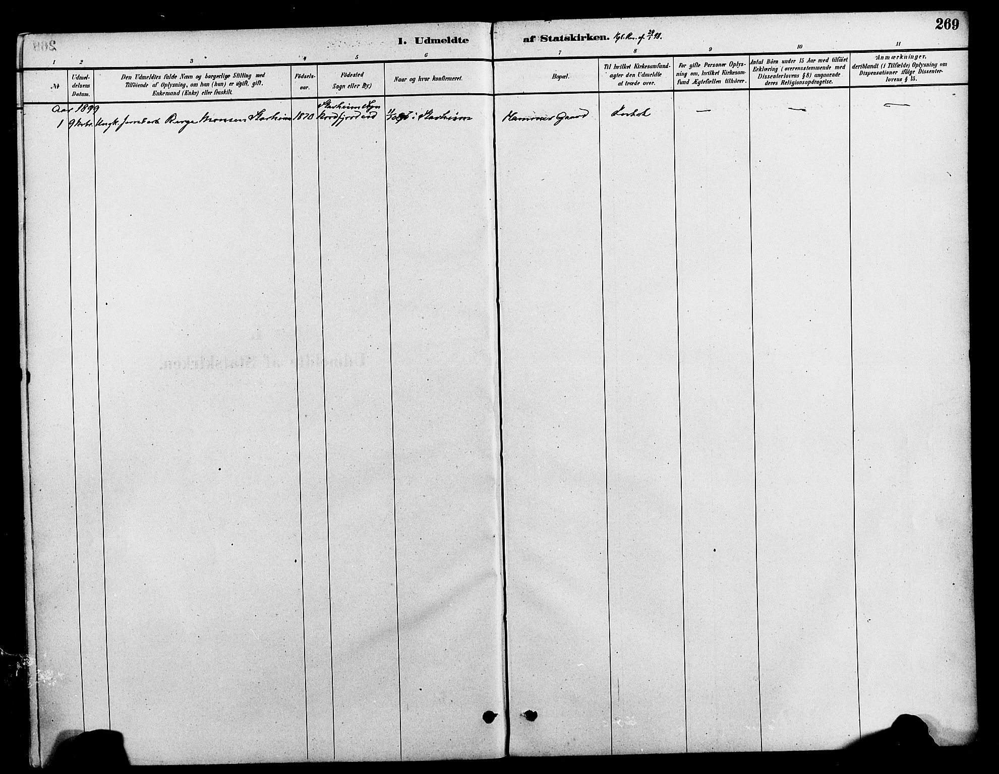 Ministerialprotokoller, klokkerbøker og fødselsregistre - Nord-Trøndelag, AV/SAT-A-1458/712/L0100: Parish register (official) no. 712A01, 1880-1900, p. 269