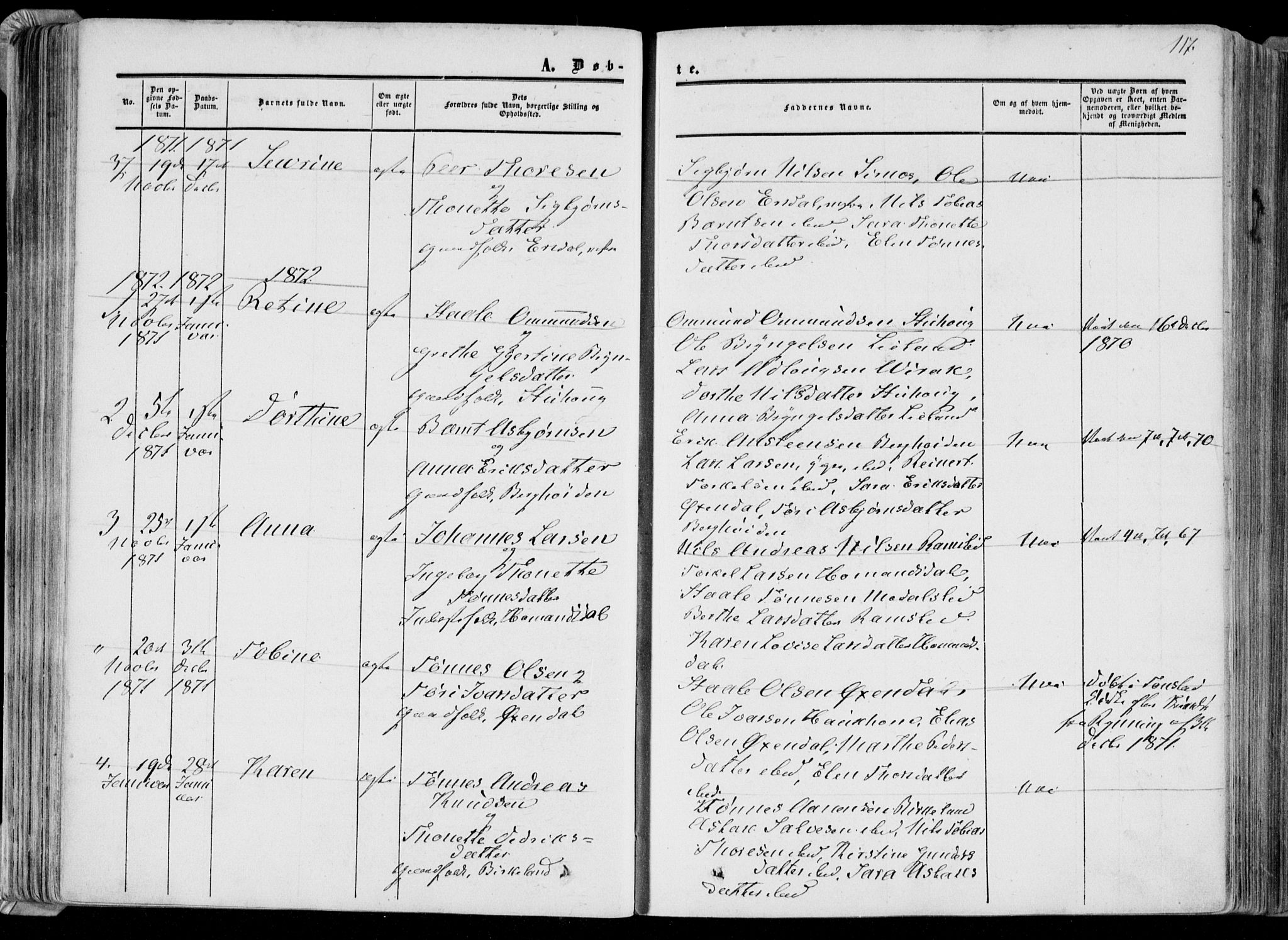 Bakke sokneprestkontor, SAK/1111-0002/F/Fa/Faa/L0006: Parish register (official) no. A 6, 1855-1877, p. 117