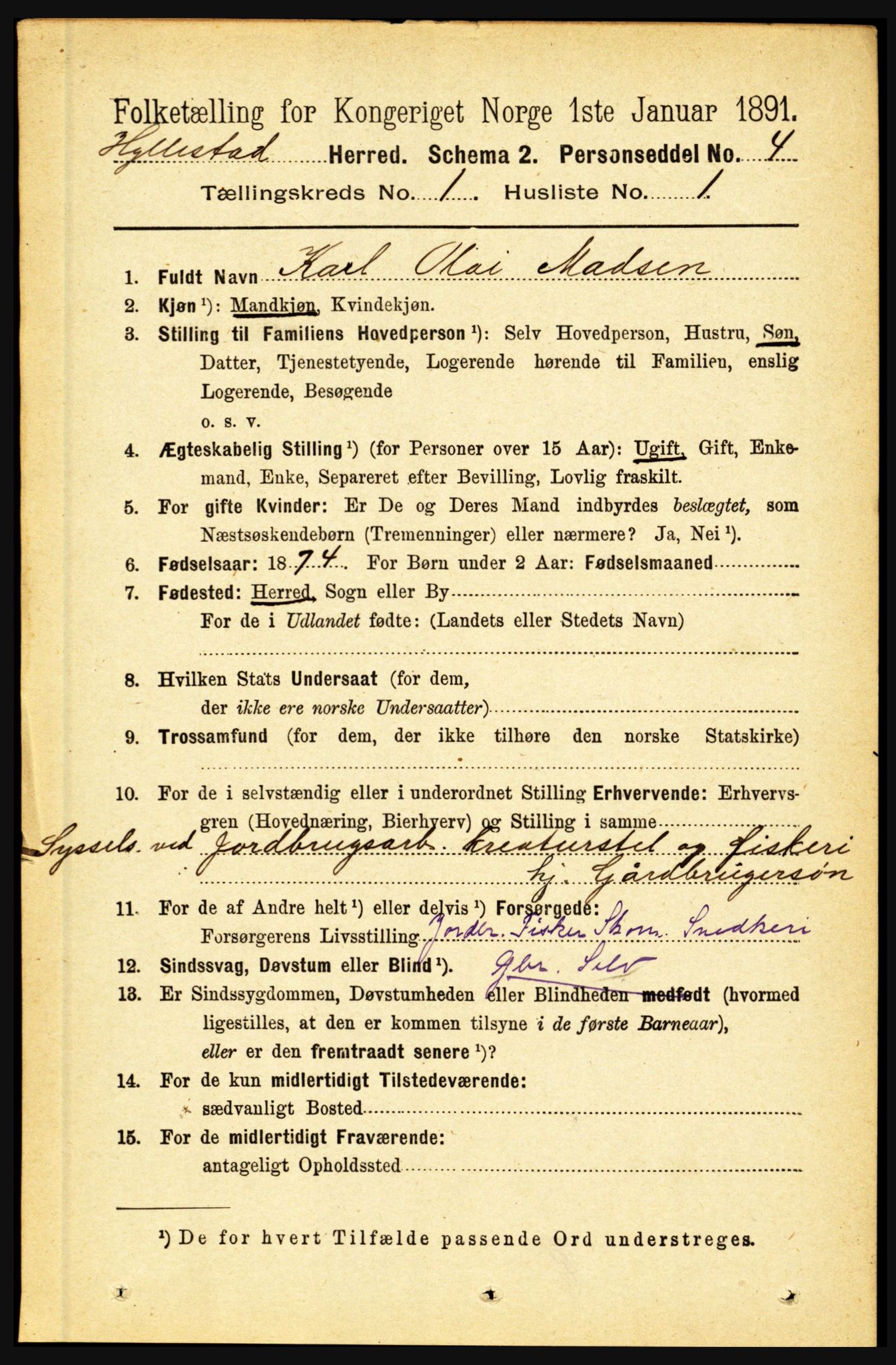 RA, 1891 census for 1413 Hyllestad, 1891, p. 57