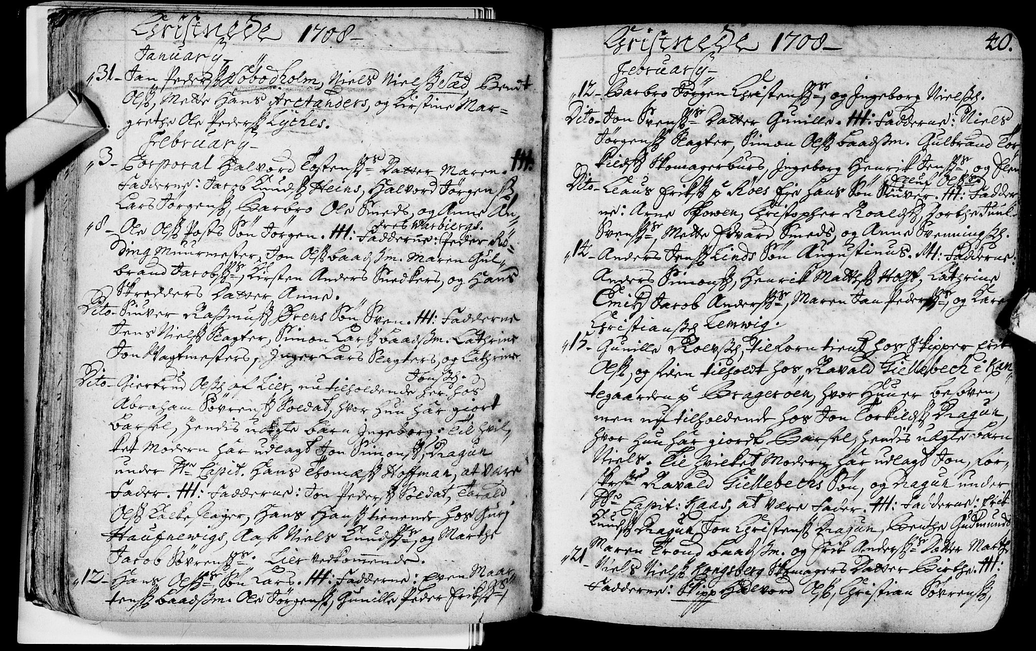 Bragernes kirkebøker, SAKO/A-6/F/Fa/L0003: Parish register (official) no. I 3, 1706-1734, p. 40