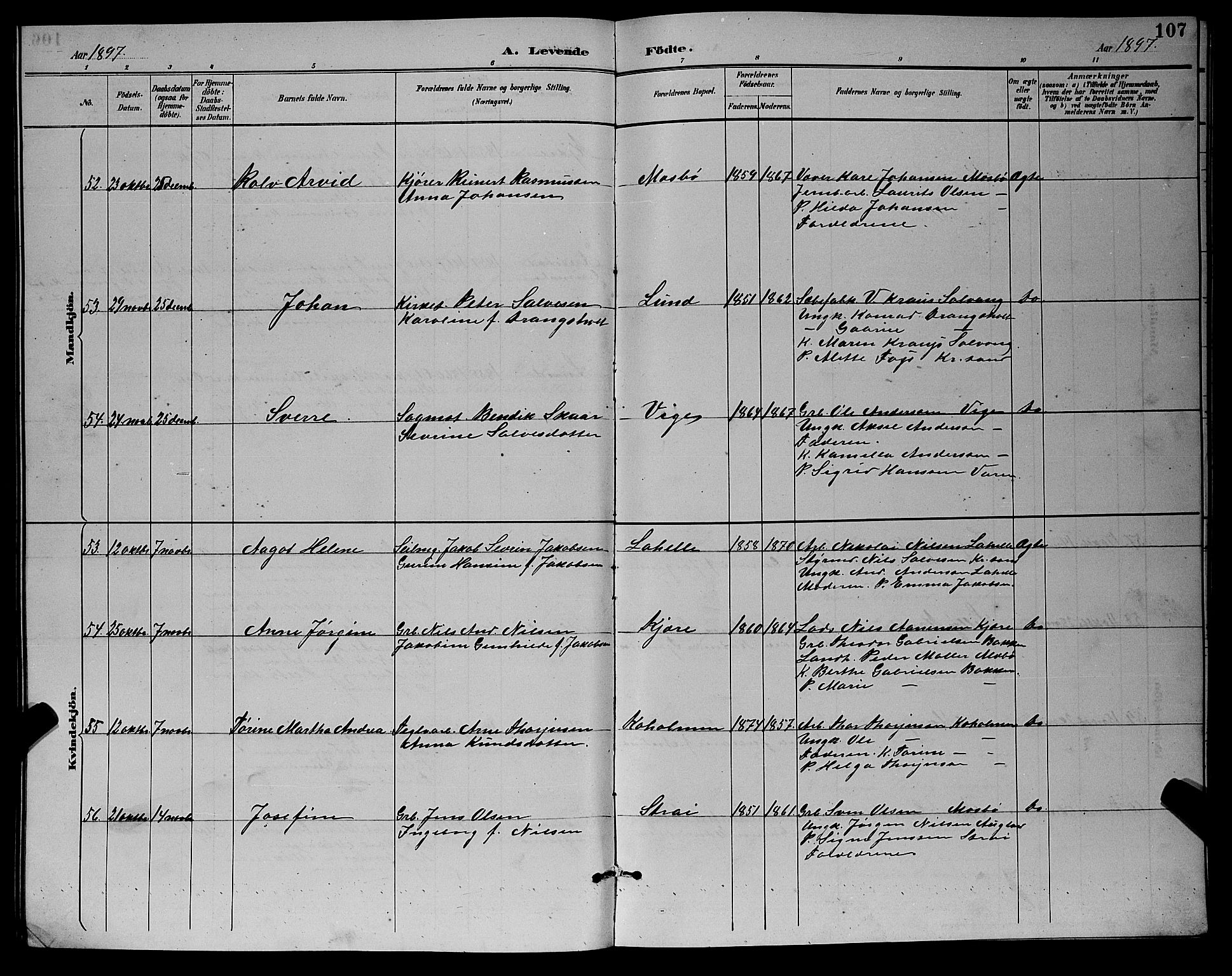 Oddernes sokneprestkontor, AV/SAK-1111-0033/F/Fb/Fba/L0008: Parish register (copy) no. B 8, 1887-1898, p. 107