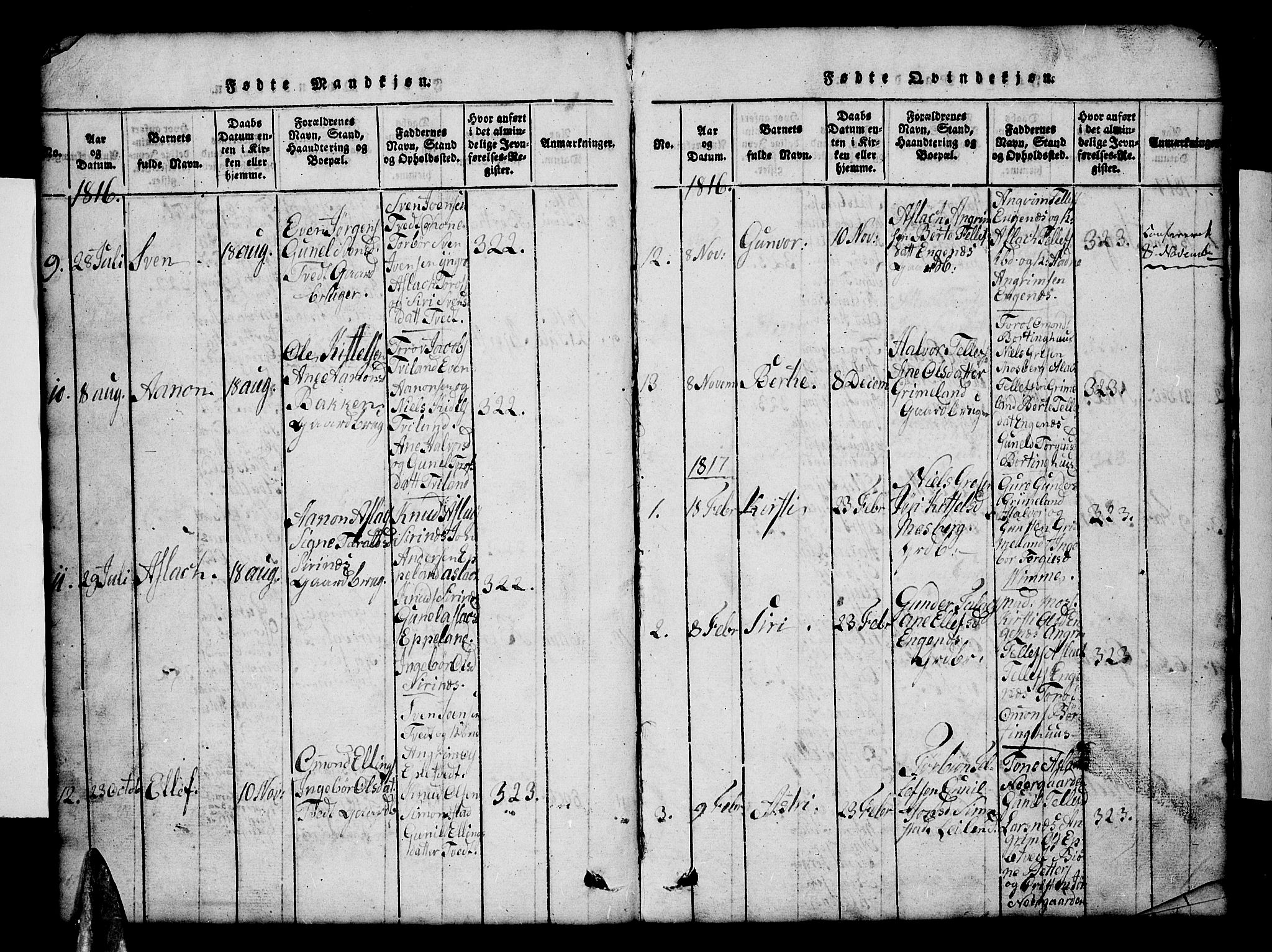 Åmli sokneprestkontor, AV/SAK-1111-0050/F/Fb/Fbc/L0001: Parish register (copy) no. B 1, 1816-1867, p. 4