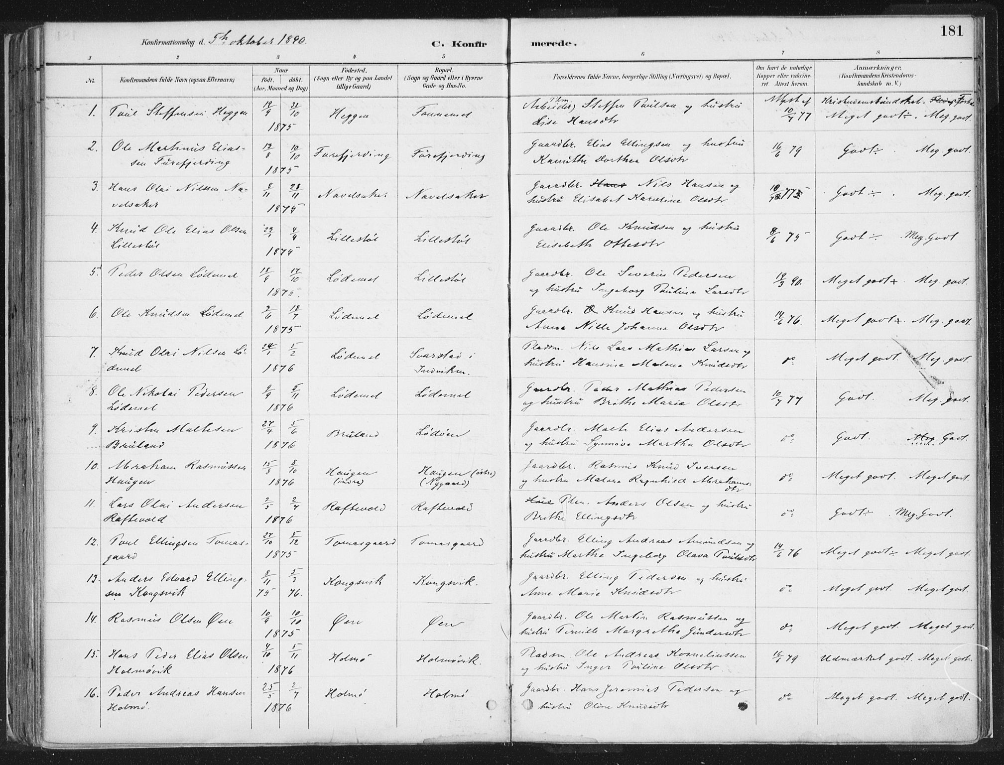 Hornindal sokneprestembete, AV/SAB-A-82401/H/Haa/Haaa/L0003/0001: Parish register (official) no. A 3A, 1887-1917, p. 181