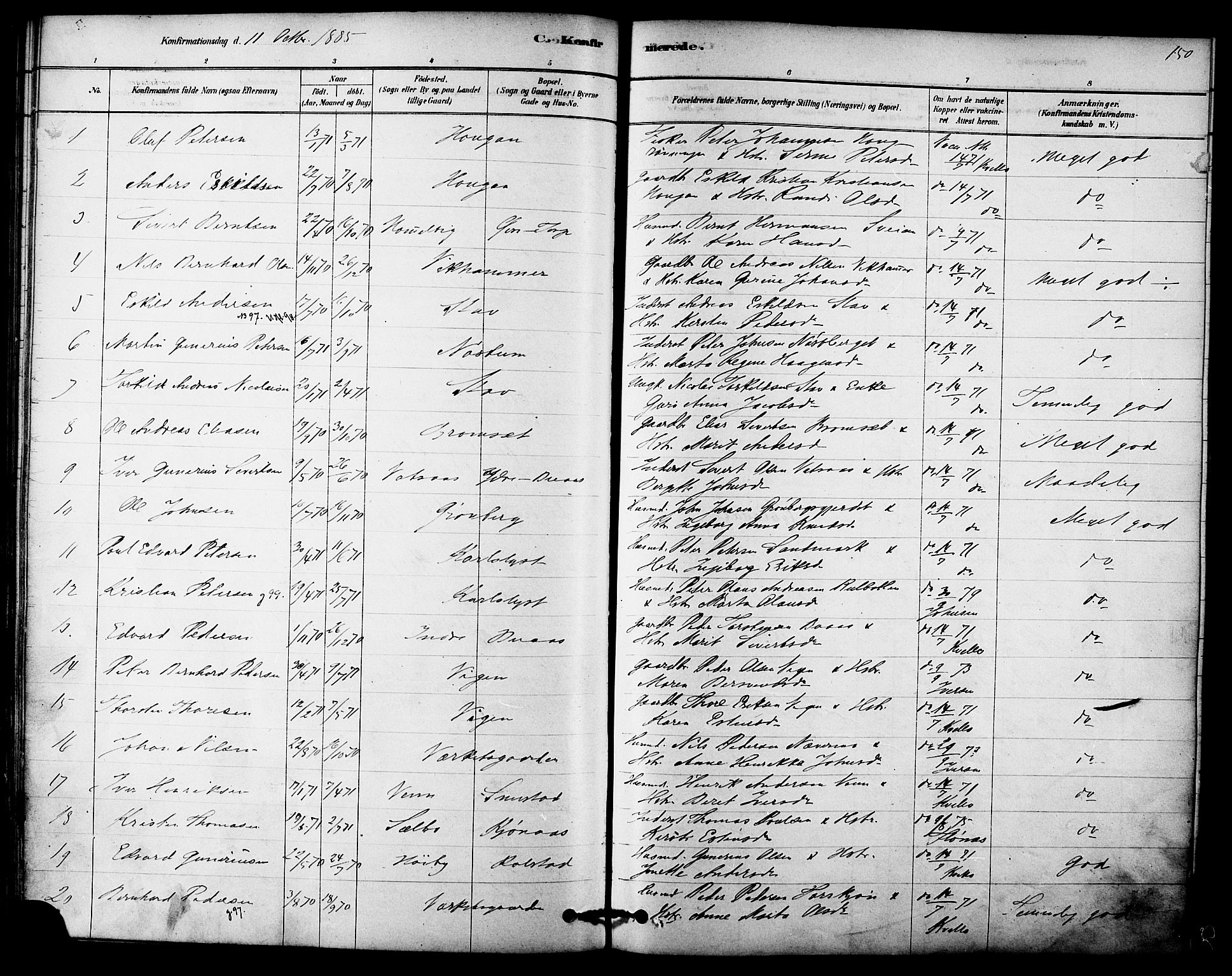 Ministerialprotokoller, klokkerbøker og fødselsregistre - Sør-Trøndelag, AV/SAT-A-1456/616/L0410: Parish register (official) no. 616A07, 1878-1893, p. 150