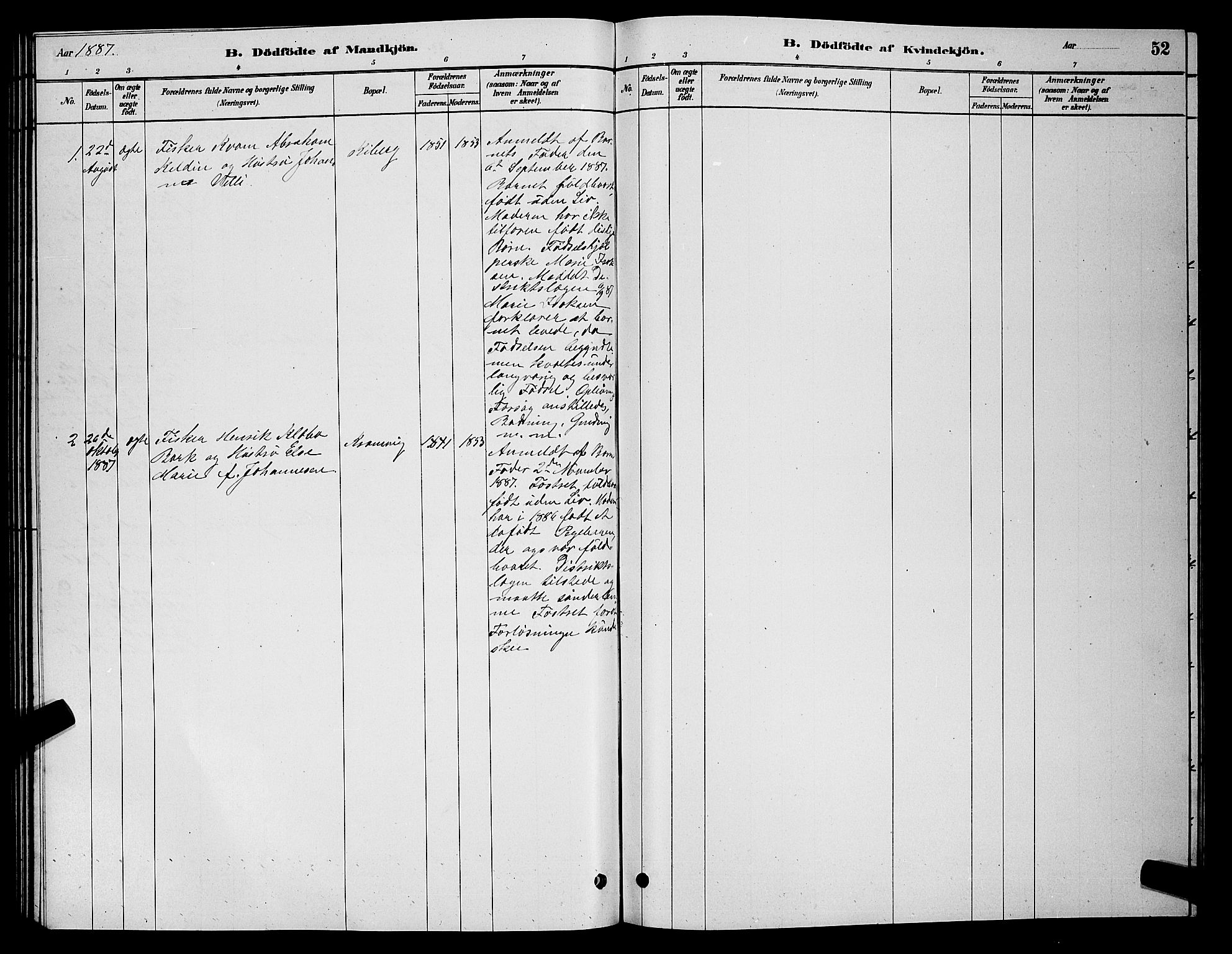 Vardø sokneprestkontor, SATØ/S-1332/H/Hb/L0006klokker: Parish register (copy) no. 6, 1879-1887, p. 52