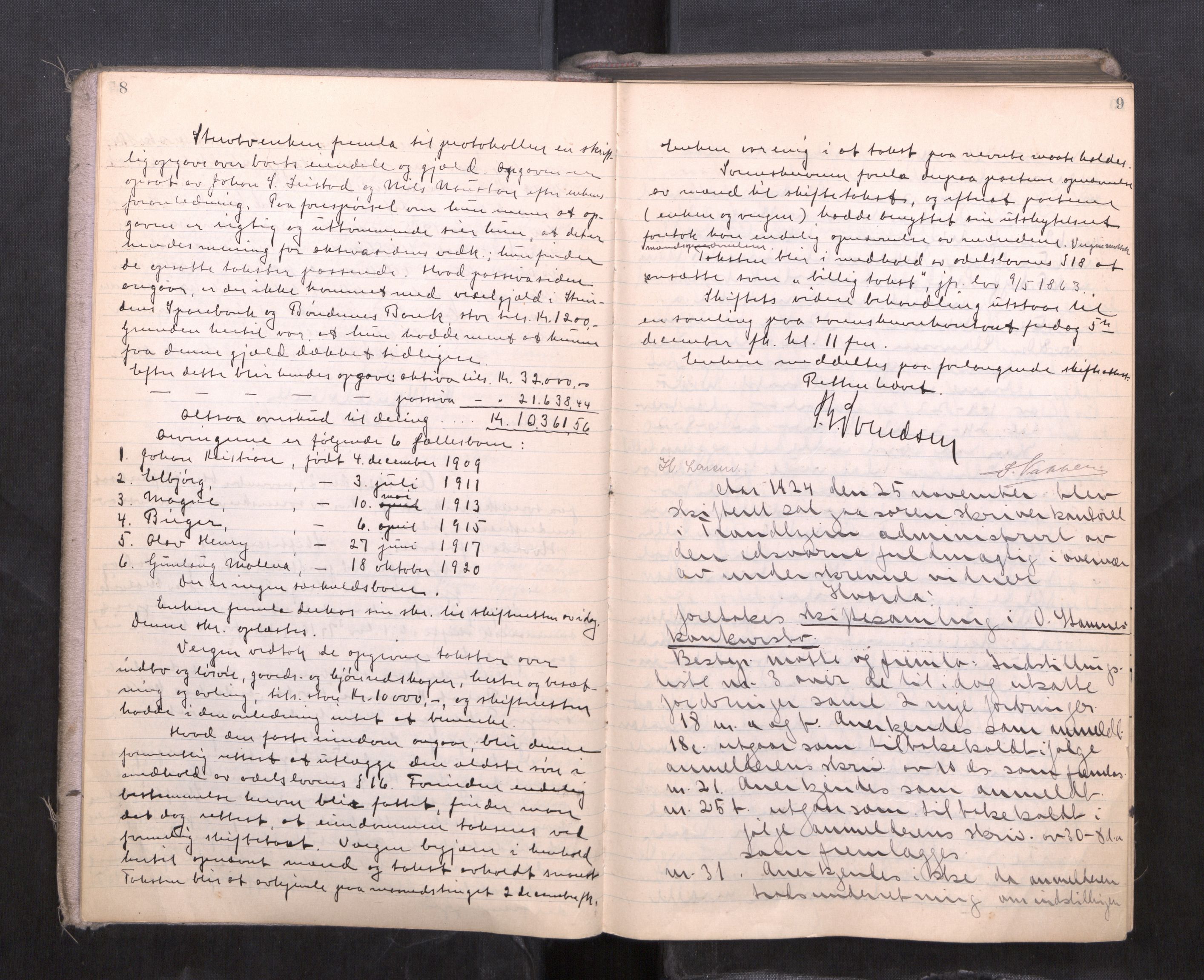 Strinda og Selbu sorenskriveri, AV/SAT-A-0015/3/3B/L0015: Skifteforhandlingsprot. 15, 1924-1927, p. 8-9
