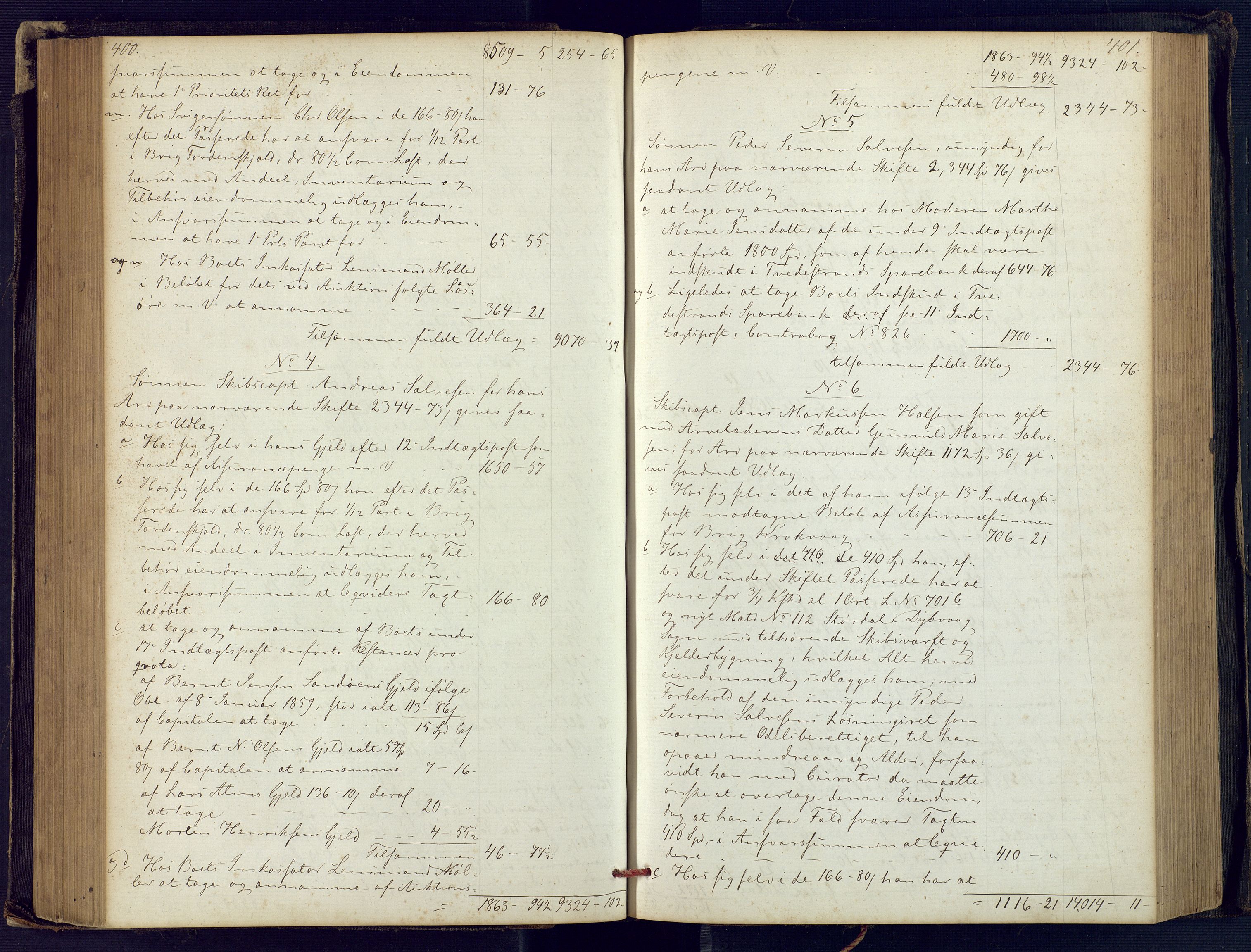 Holt sorenskriveri, SAK/1221-0002/H/Hc/L0029: Skifteutlodningsprotokoll nr. 4 med løst register, 1857-1862, p. 400-401