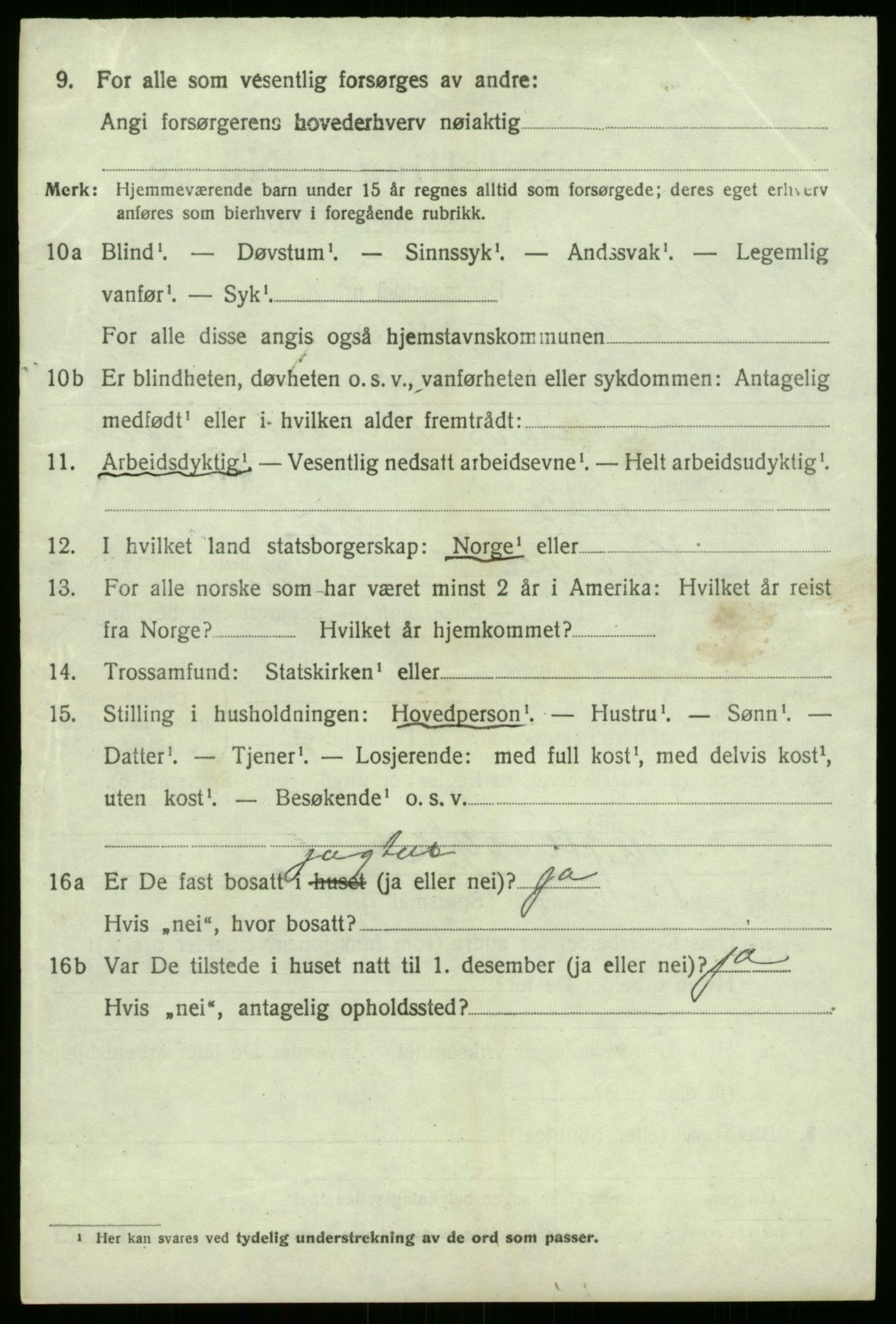 SAB, 1920 census for Årdal, 1920, p. 864