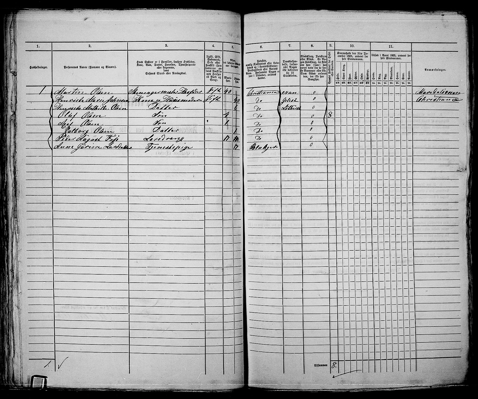 RA, 1865 census for Kristiania, 1865, p. 5036