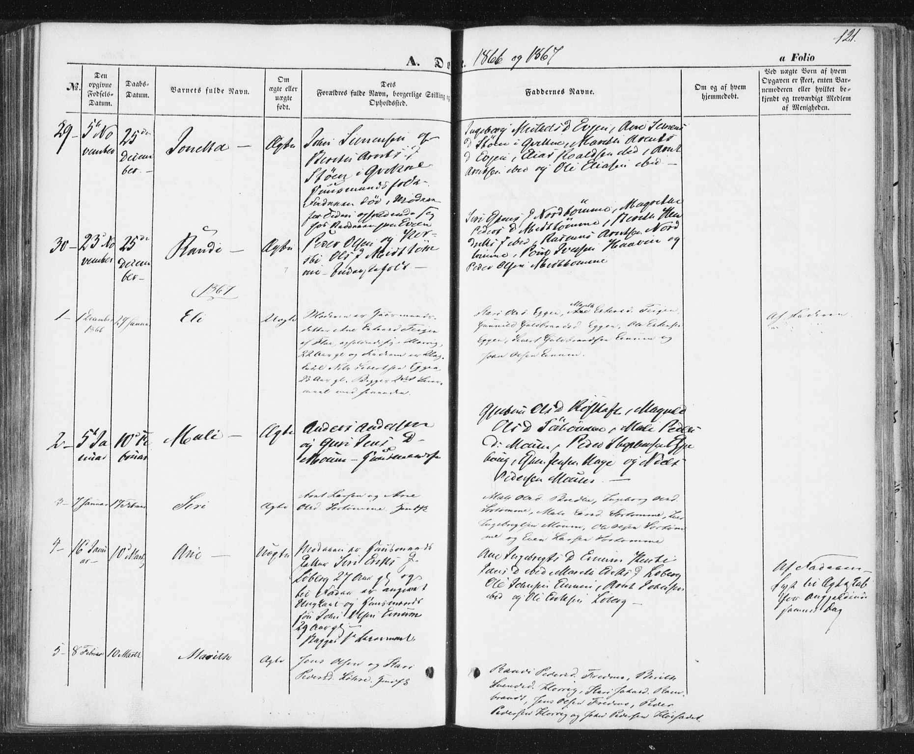 Ministerialprotokoller, klokkerbøker og fødselsregistre - Sør-Trøndelag, SAT/A-1456/692/L1103: Parish register (official) no. 692A03, 1849-1870, p. 121