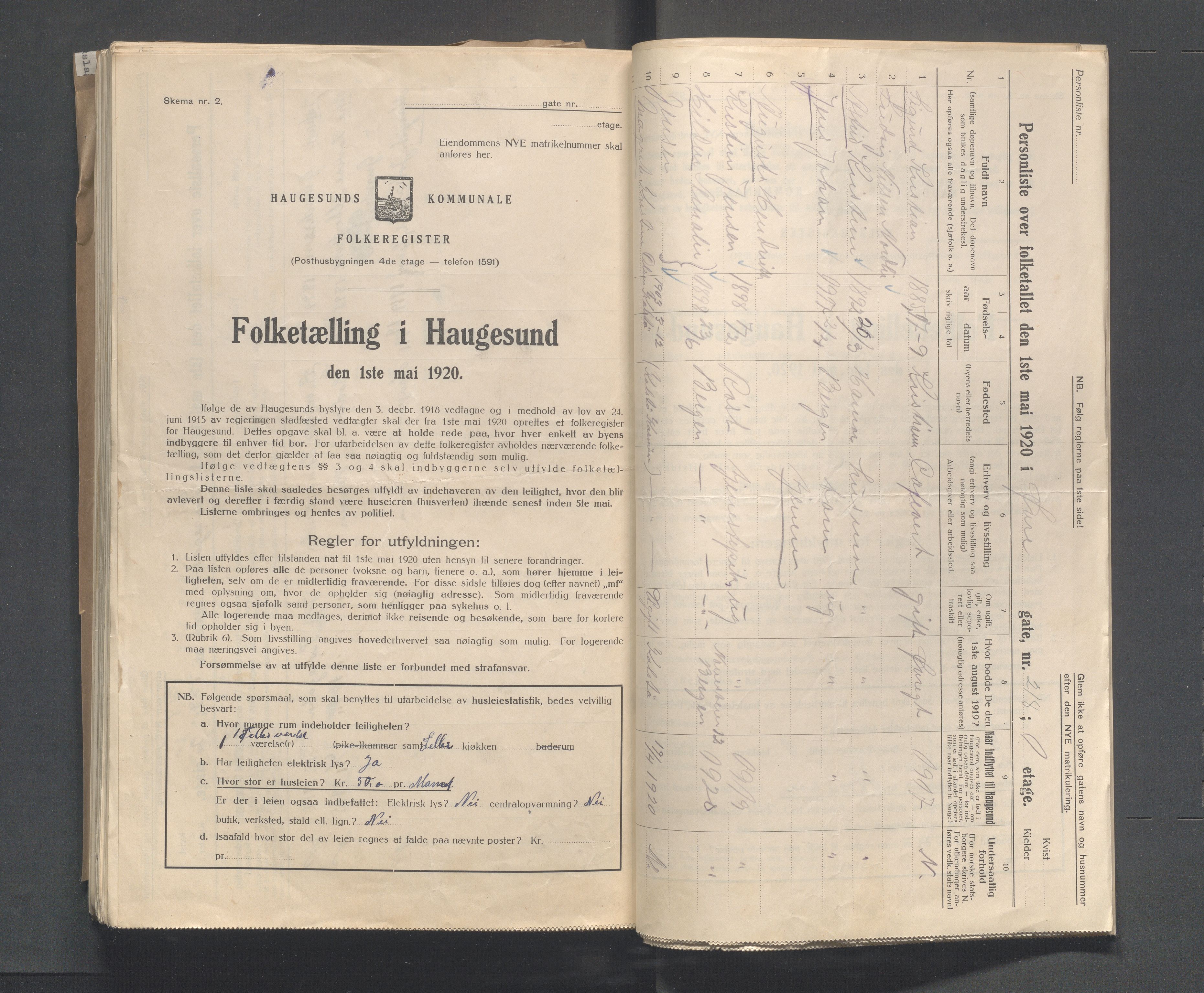 IKAR, Local census 1.5.1920 for Haugesund, 1920, p. 5595