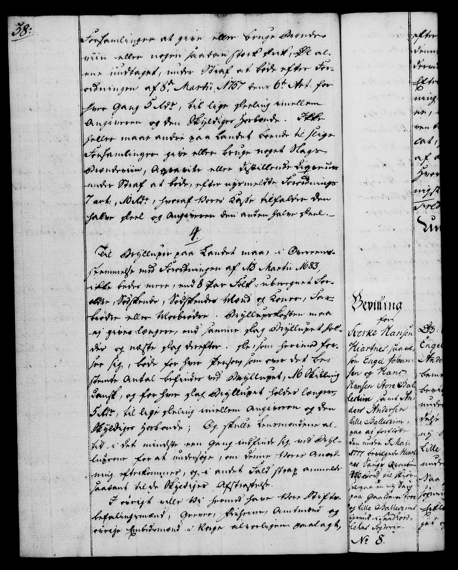 Rentekammeret, Kammerkanselliet, RA/EA-3111/G/Gg/Gga/L0012: Norsk ekspedisjonsprotokoll med register (merket RK 53.12), 1781-1783, p. 38