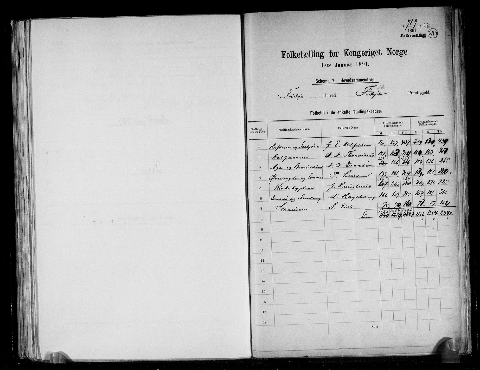 RA, 1891 census for 1222 Fitjar, 1891, p. 2