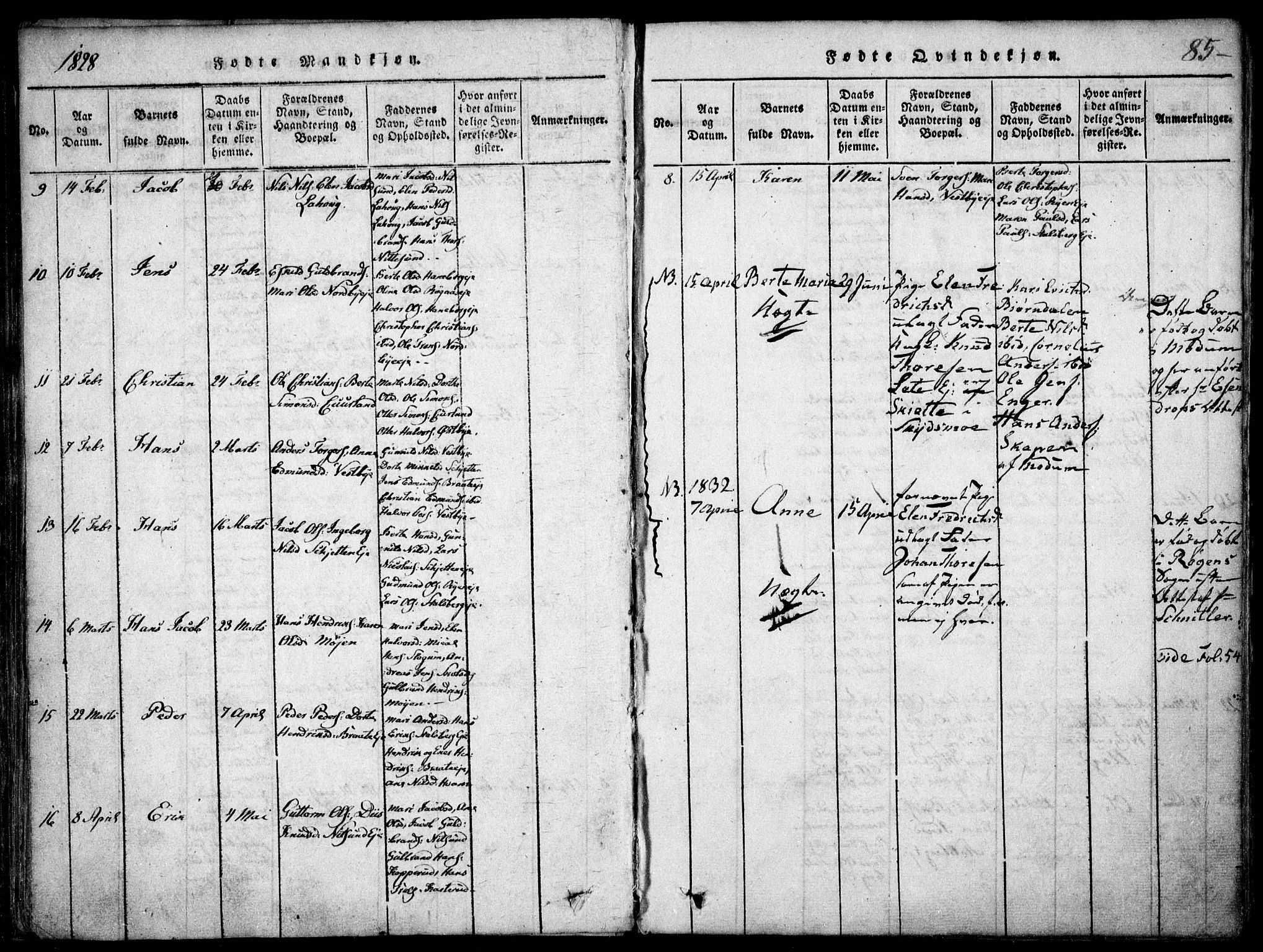 Skedsmo prestekontor Kirkebøker, SAO/A-10033a/F/Fa/L0008: Parish register (official) no. I 8, 1815-1829, p. 85