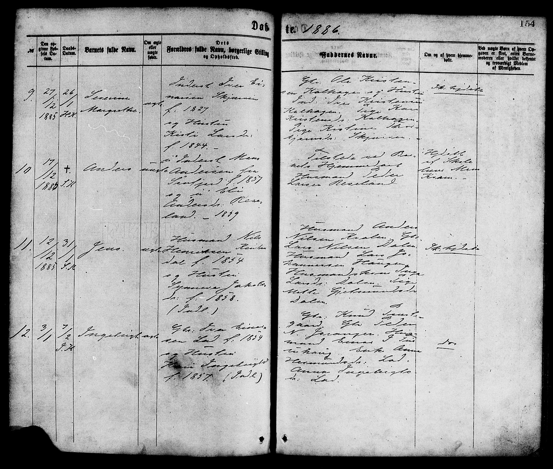 Hafslo sokneprestembete, AV/SAB-A-80301/H/Haa/Haaa/L0011: Parish register (official) no. A 11, 1873-1886, p. 154