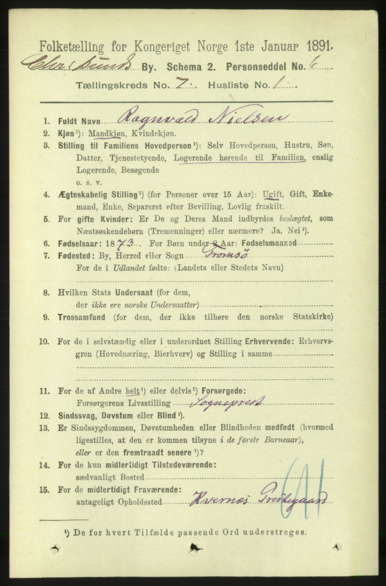 RA, 1891 census for 1503 Kristiansund, 1891, p. 5656