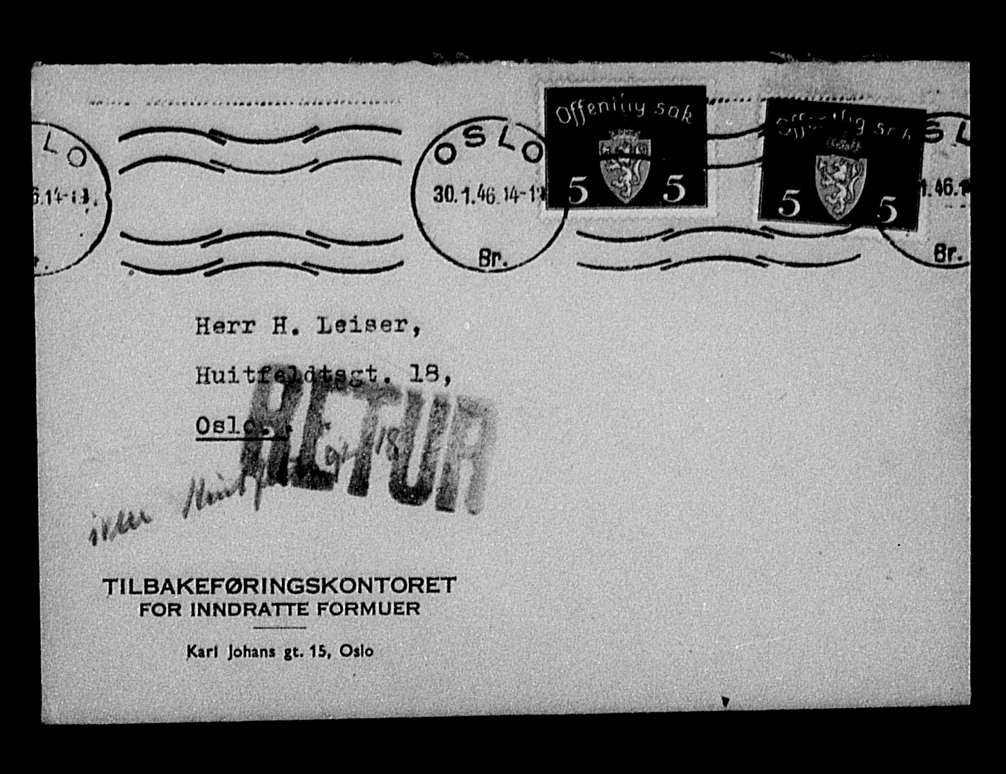 Justisdepartementet, Tilbakeføringskontoret for inndratte formuer, AV/RA-S-1564/H/Hc/Hcc/L0956: --, 1945-1947, p. 17