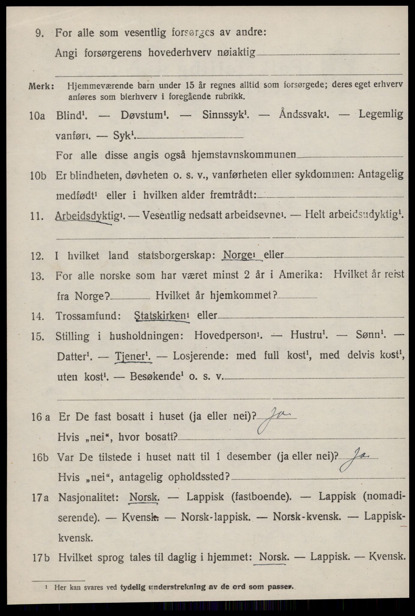 SAT, 1920 census for Ørland, 1920, p. 4506