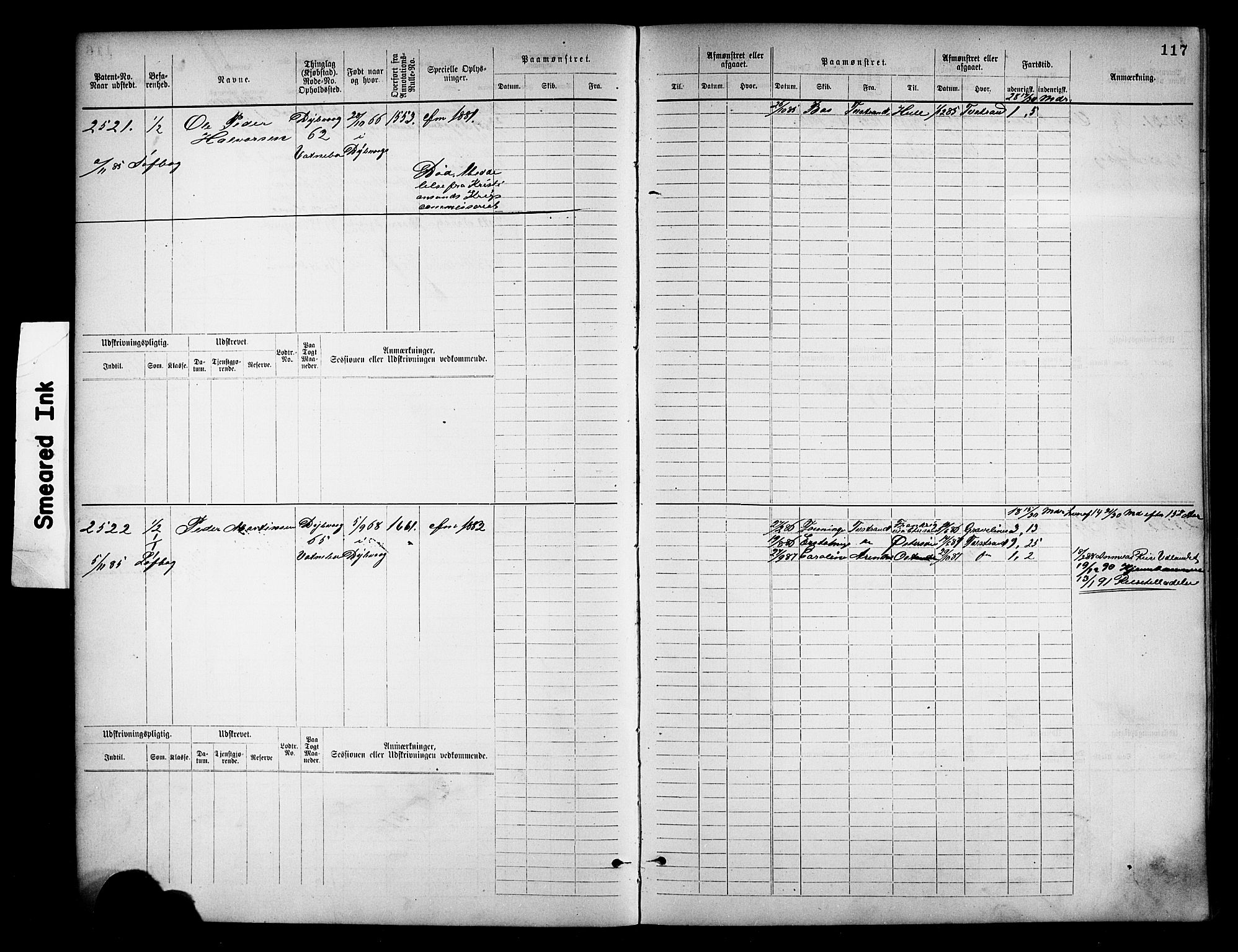 Tvedestrand mønstringskrets, AV/SAK-2031-0011/F/Fb/L0018: Hovedrulle nr 2289-3056, U-34, 1882-1892, p. 122