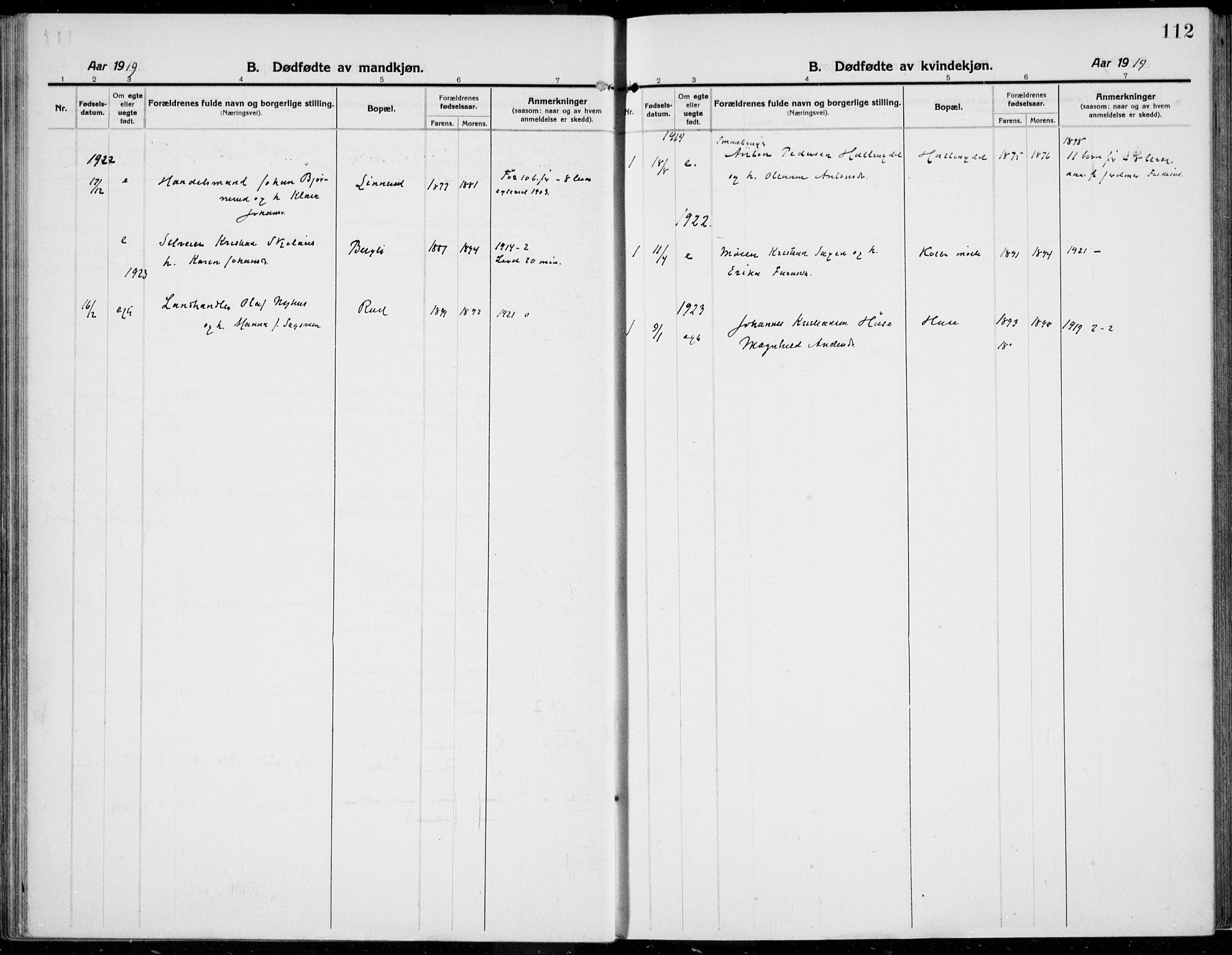 Kolbu prestekontor, SAH/PREST-110/H/Ha/Haa/L0002: Parish register (official) no. 2, 1912-1926, p. 112