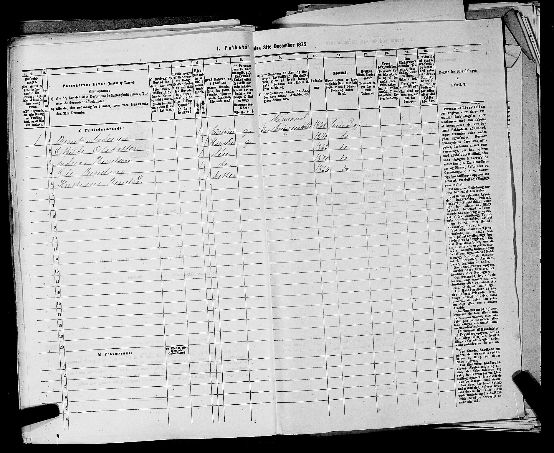 SAKO, 1875 census for 0713P Sande, 1875, p. 1151